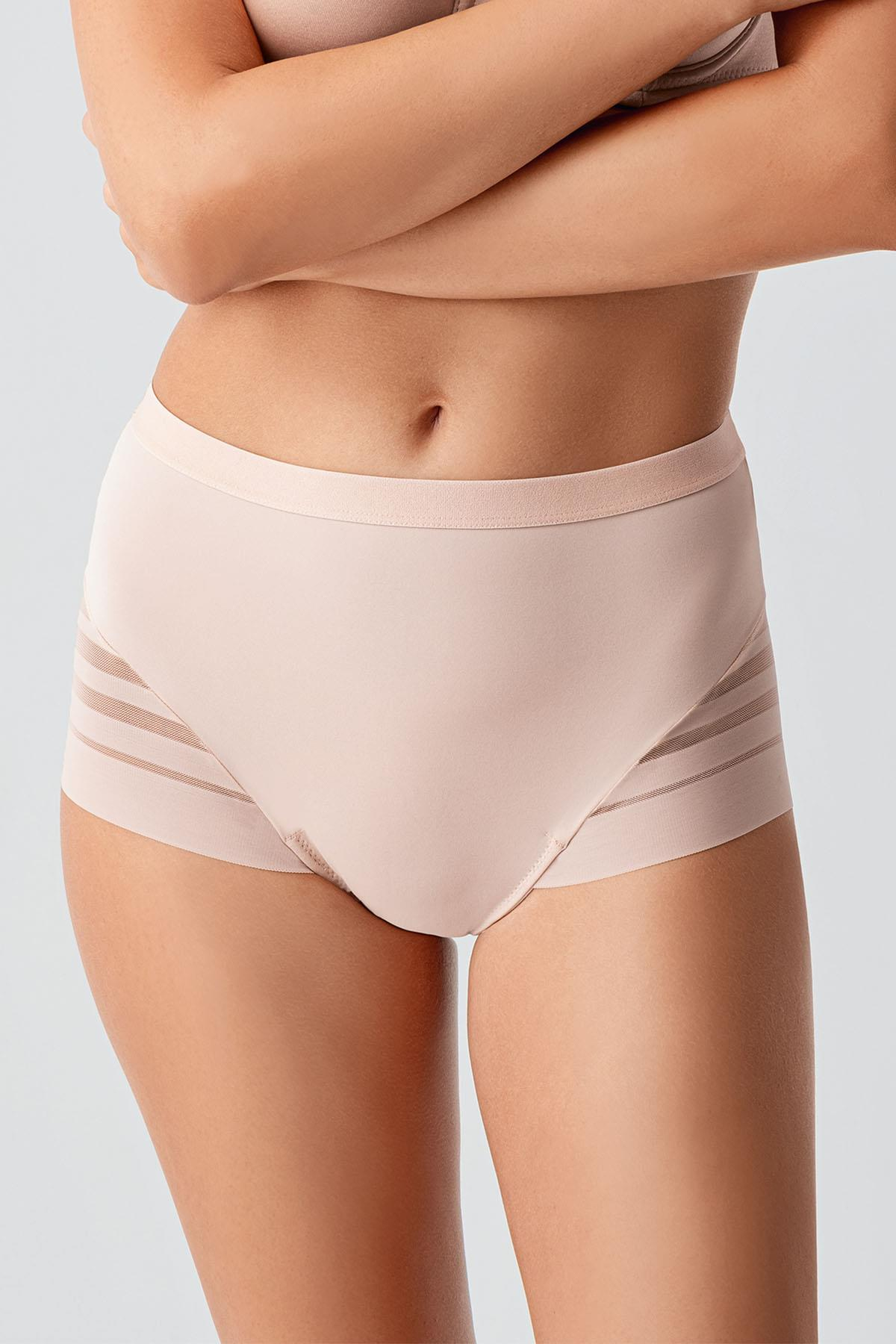 Tül Detaylı Yüksek Bel Korseli Külot C19301 Ten