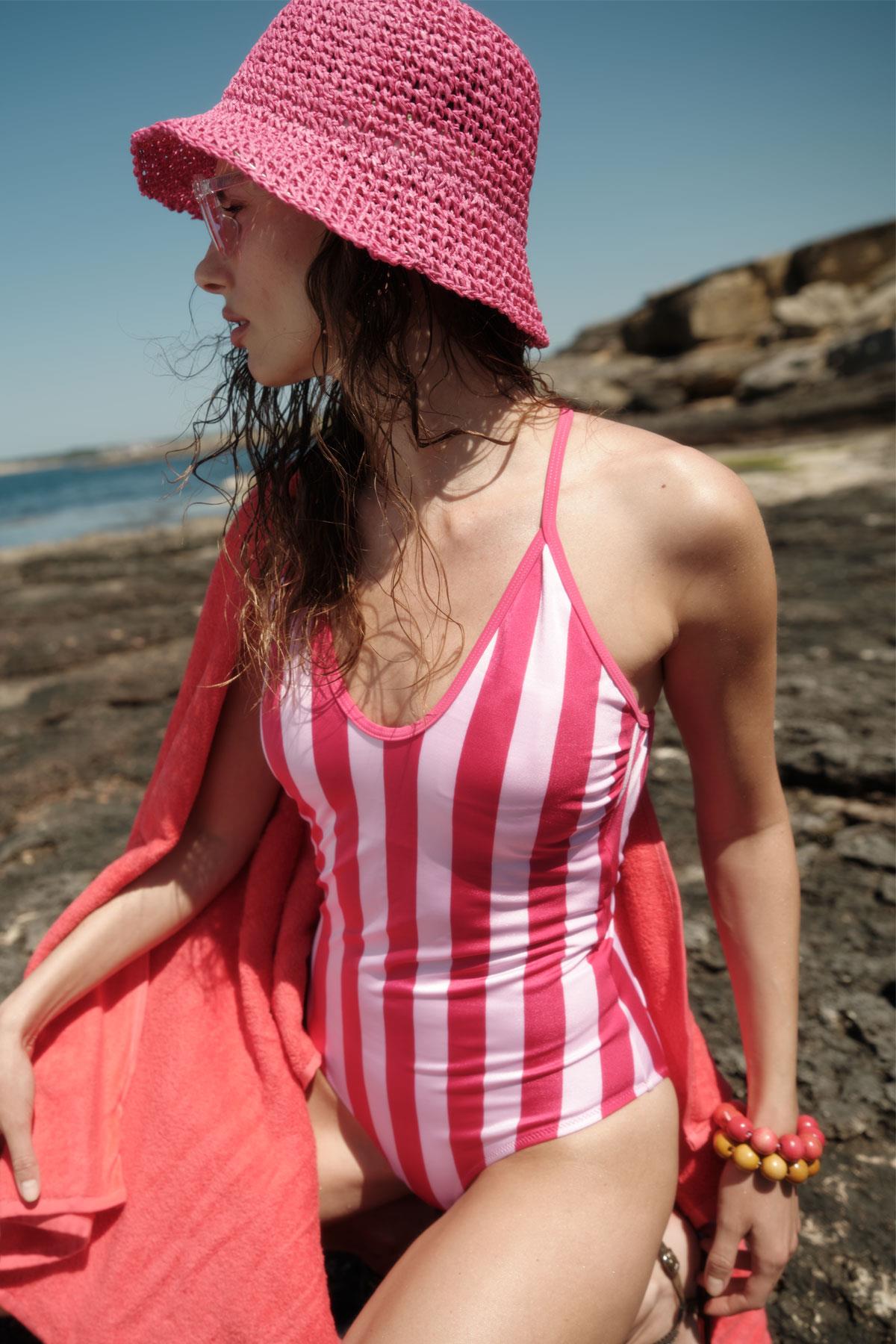 U Yaka İp Askı Mayo 7782 Fuşya