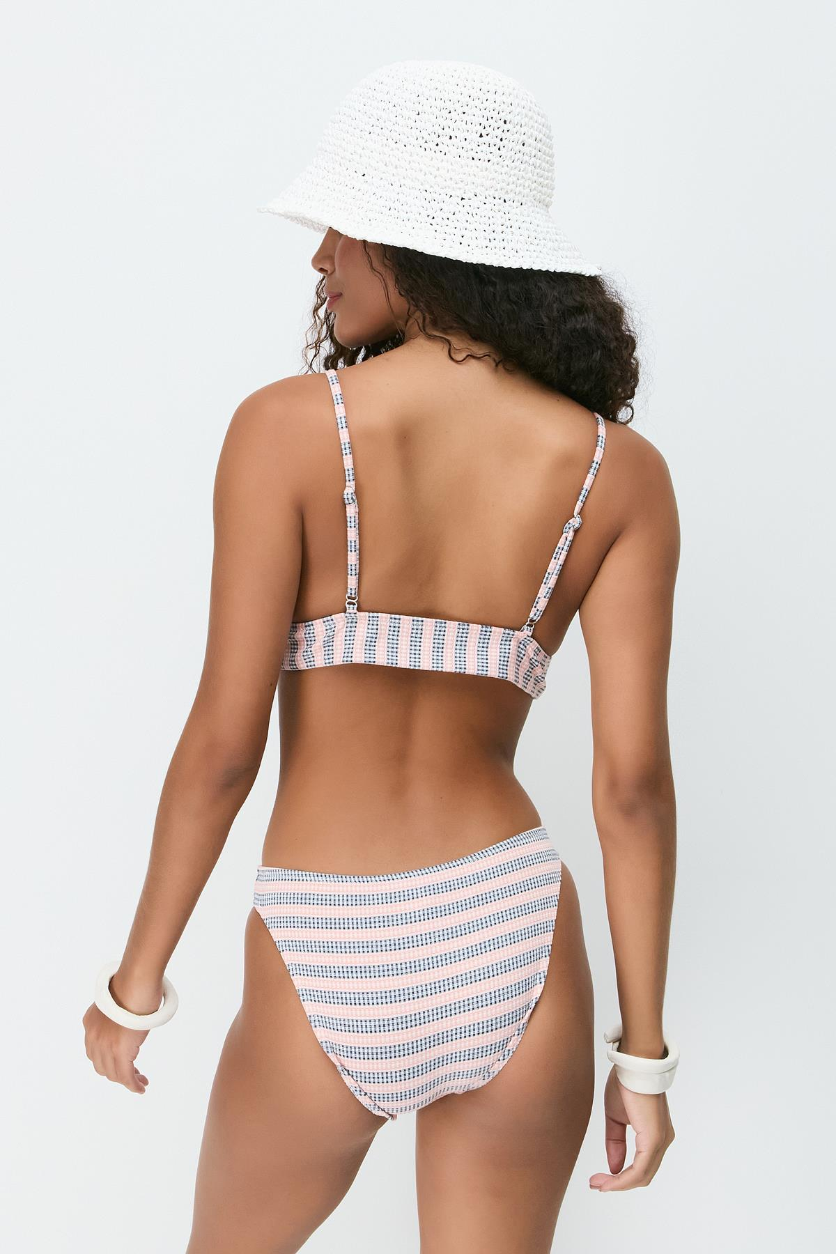 Üçgen Bikini Takım 3284 Somon/Siyah