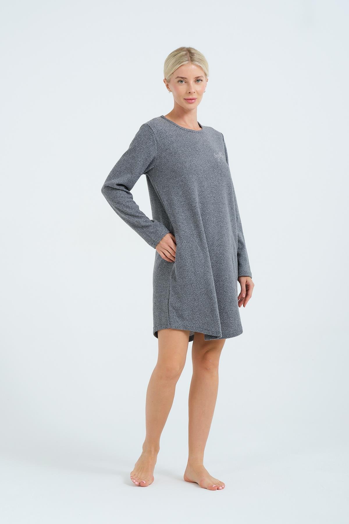 Uzun Kol Ev Elbisesi 402021 Füme