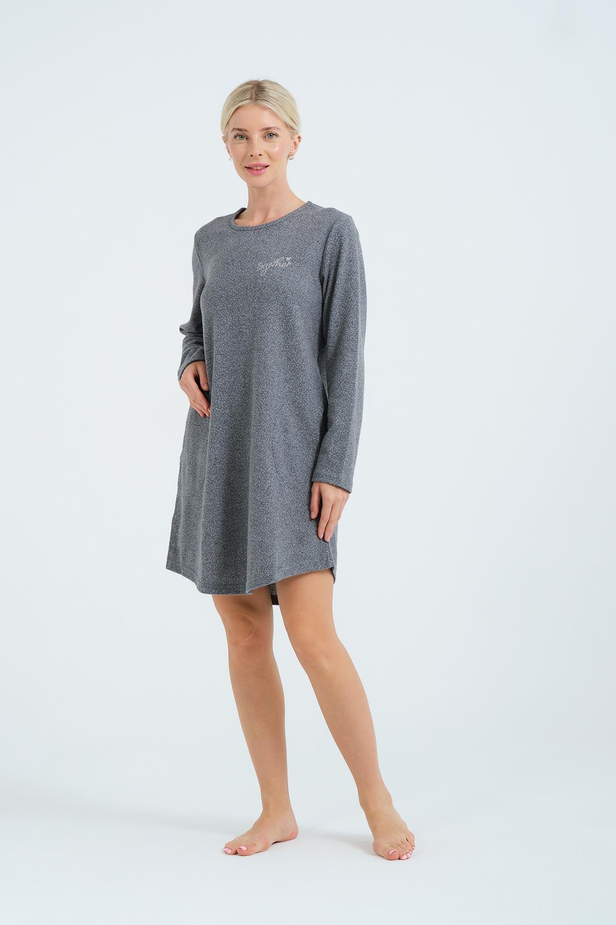 Uzun Kol Ev Elbisesi 402021 Füme