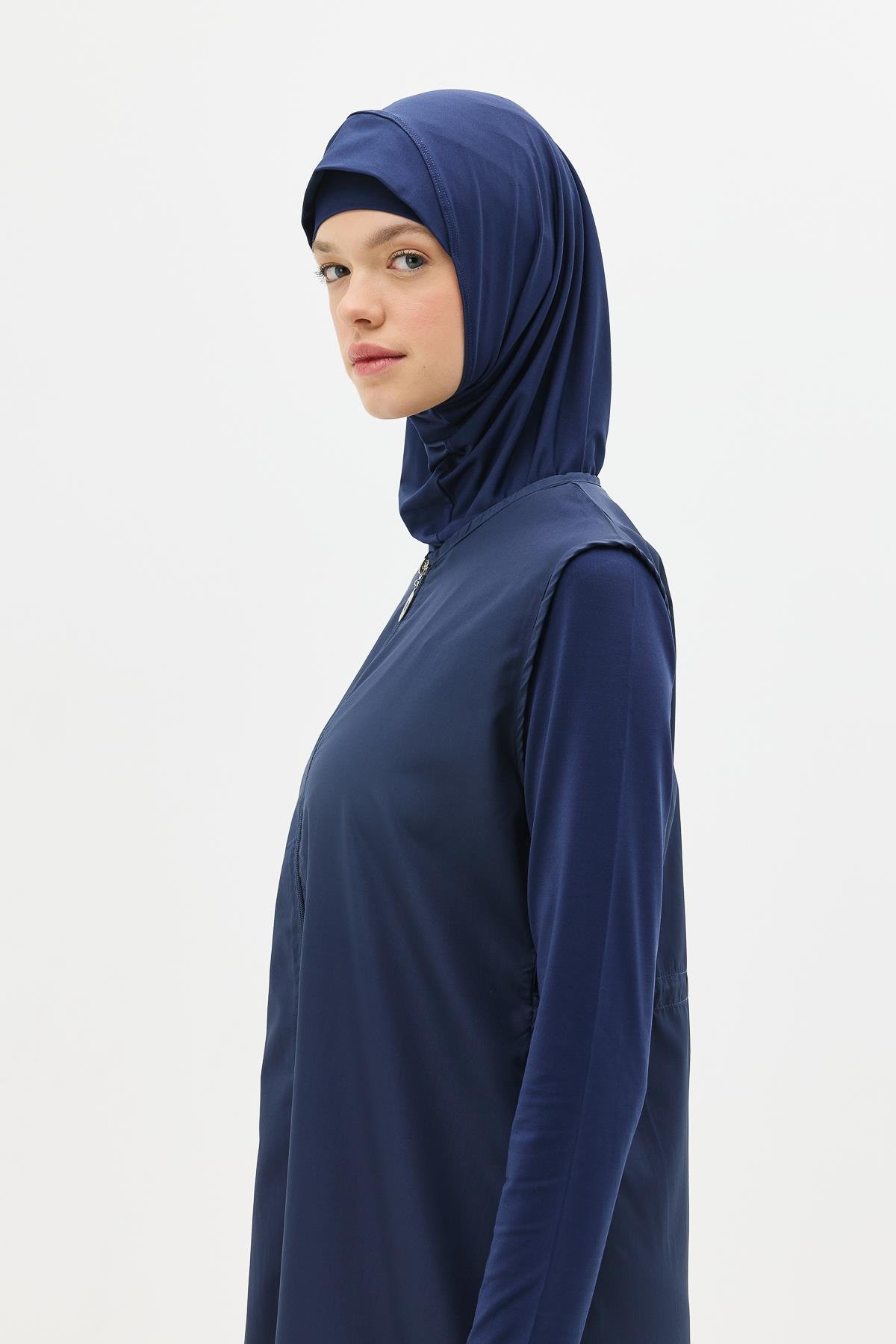 Uzun Tam Kapalı Tesettür Mayo C13075 Koyu Lacivert