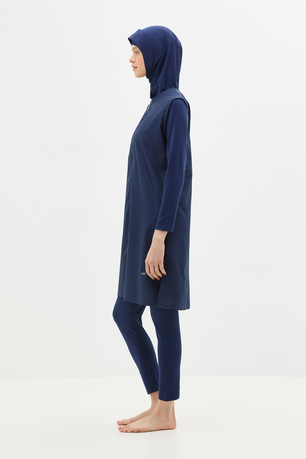 Uzun Tam Kapalı Tesettür Mayo C13075 Koyu Lacivert