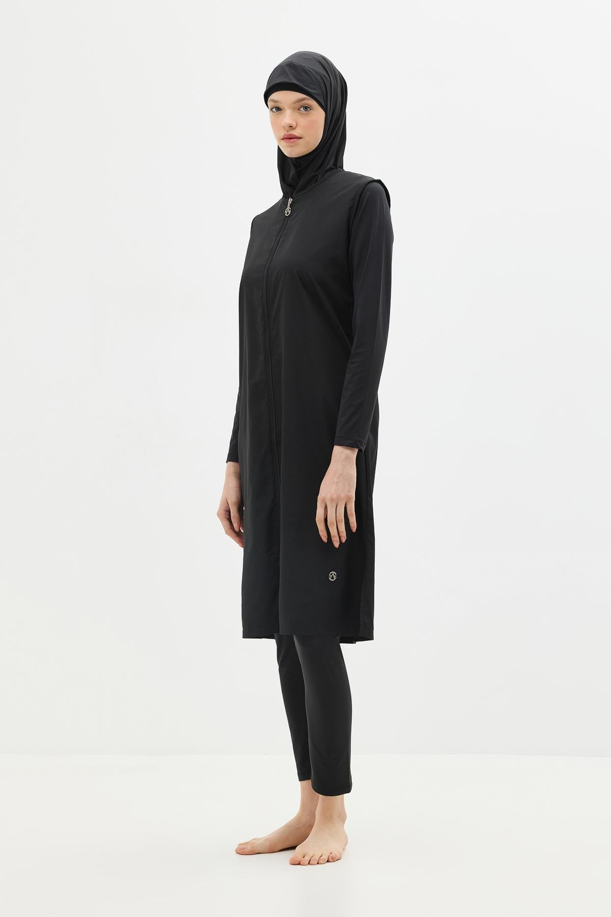 Uzun Tam Kapalı Tesettür Mayo C13075 Siyah