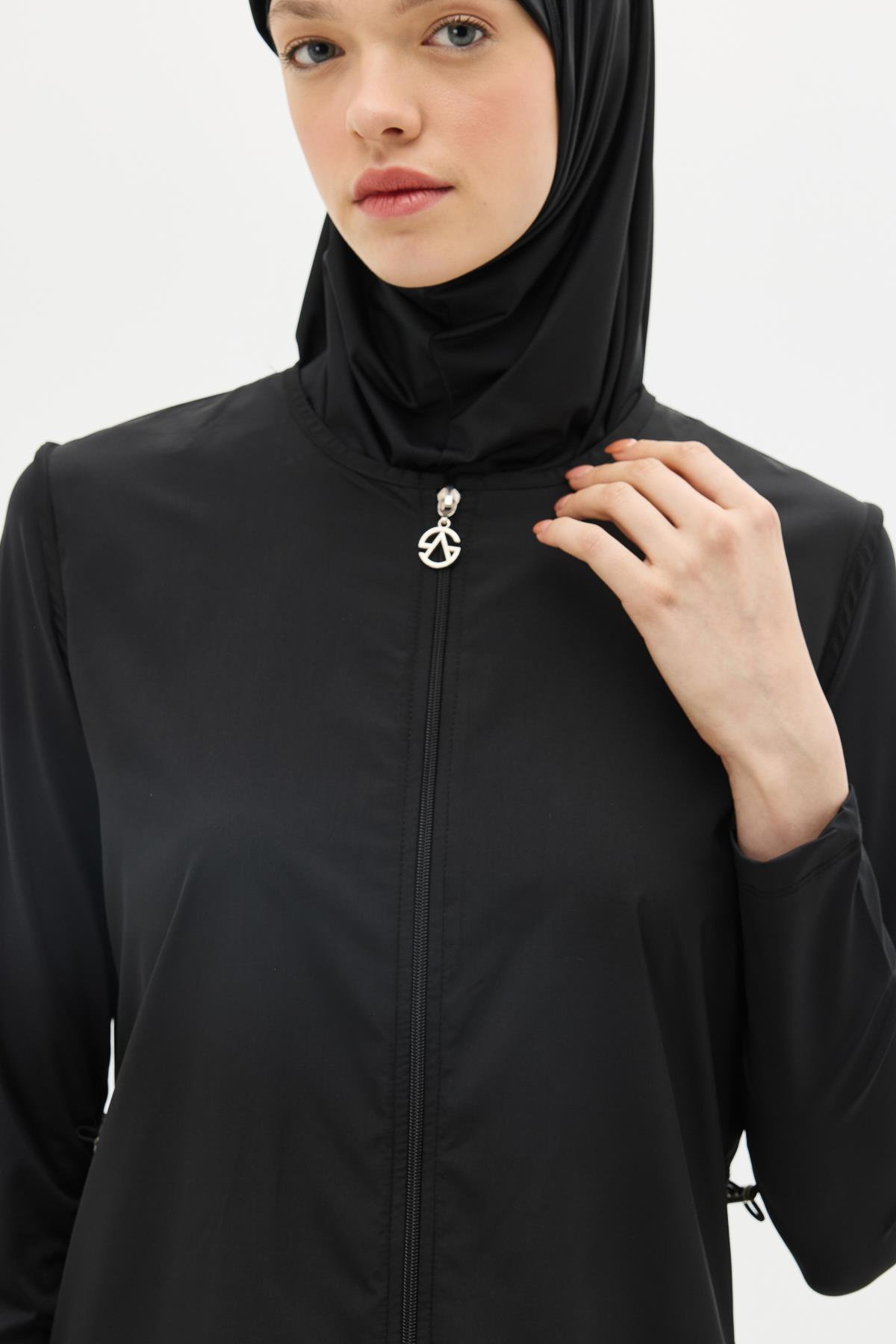 Uzun Tam Kapalı Tesettür Mayo C13075 Siyah