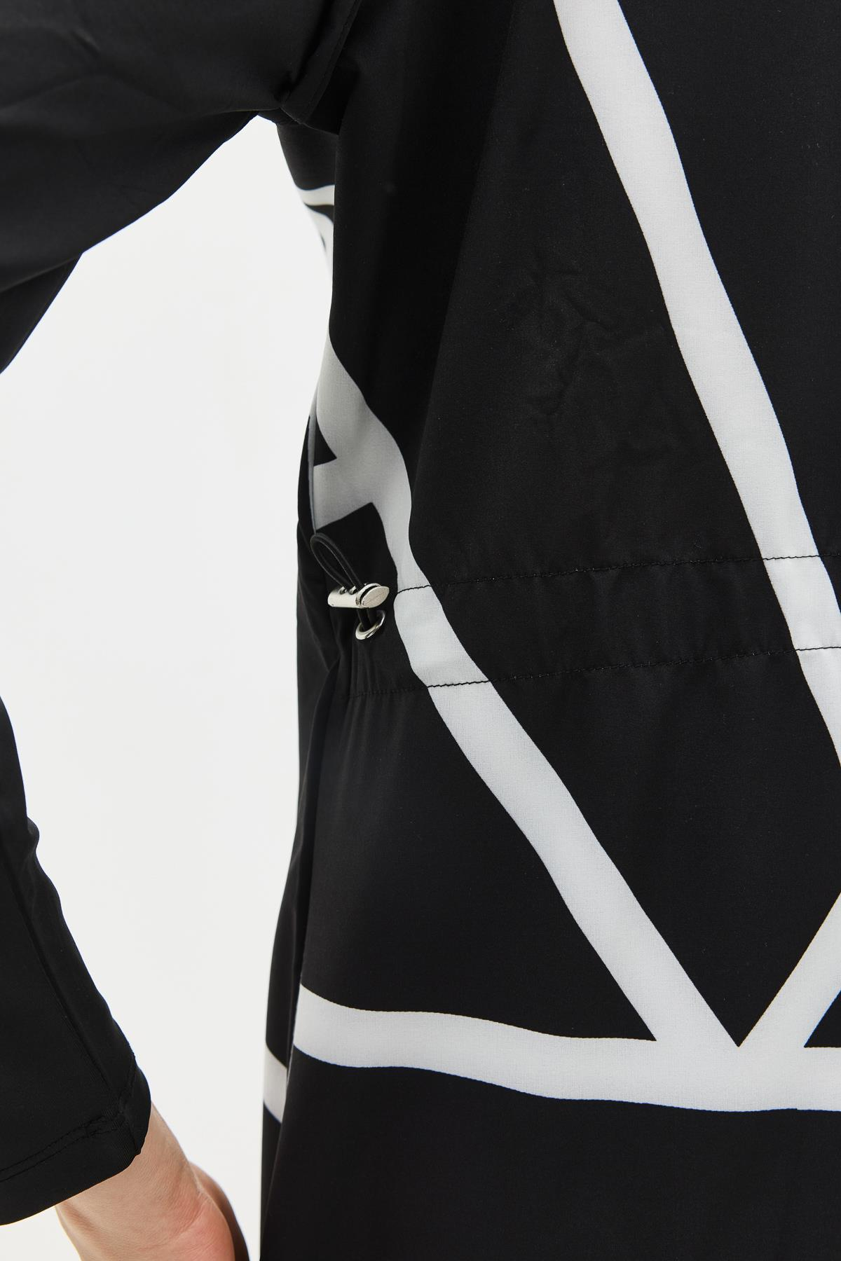 Uzun Tunikli 4'lü Tesettür Mayo 6049 Siyah/Beyaz