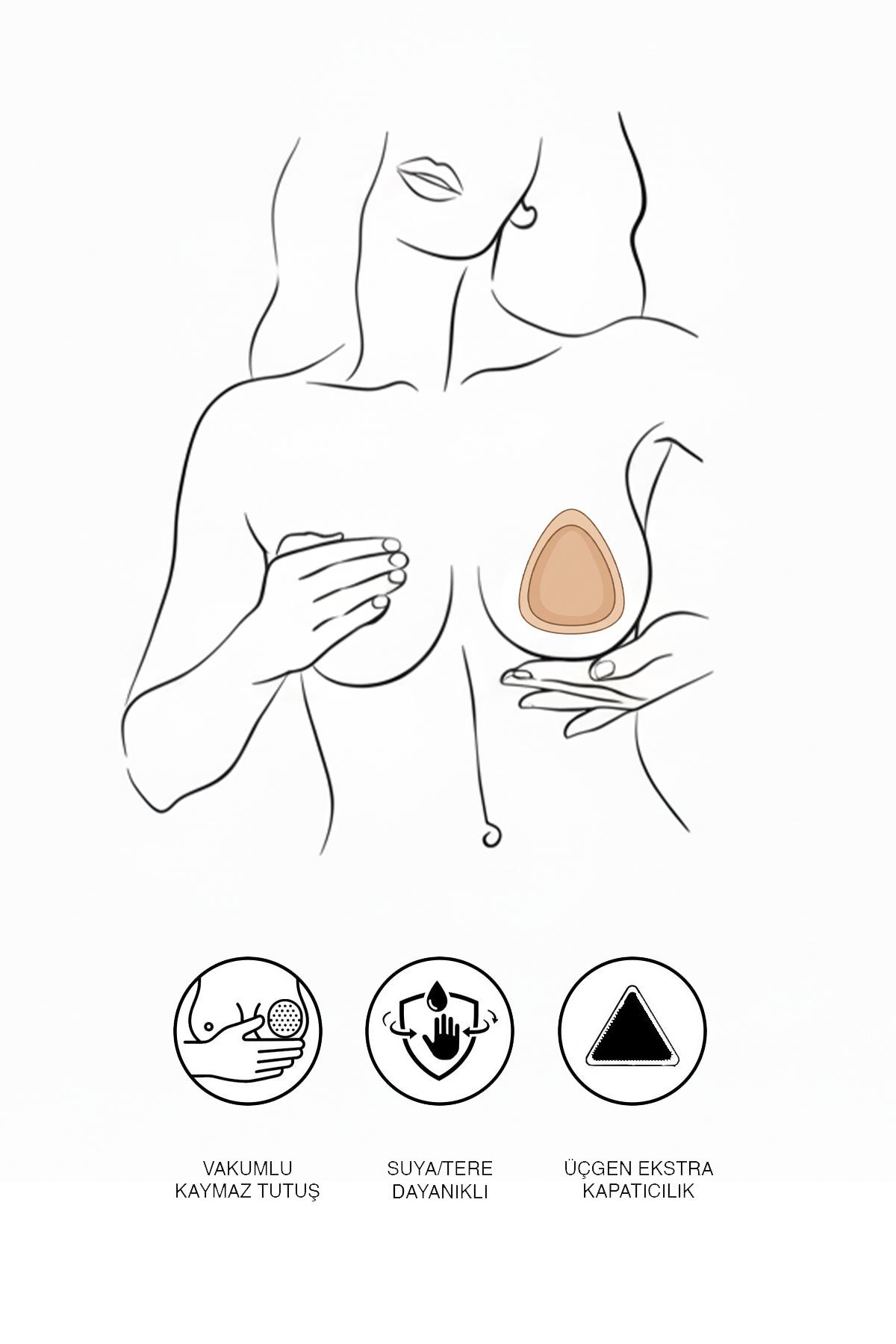 Vakumlu Üçgen Silikon Göğüs Ucu Kapatıcı 7235 Ten