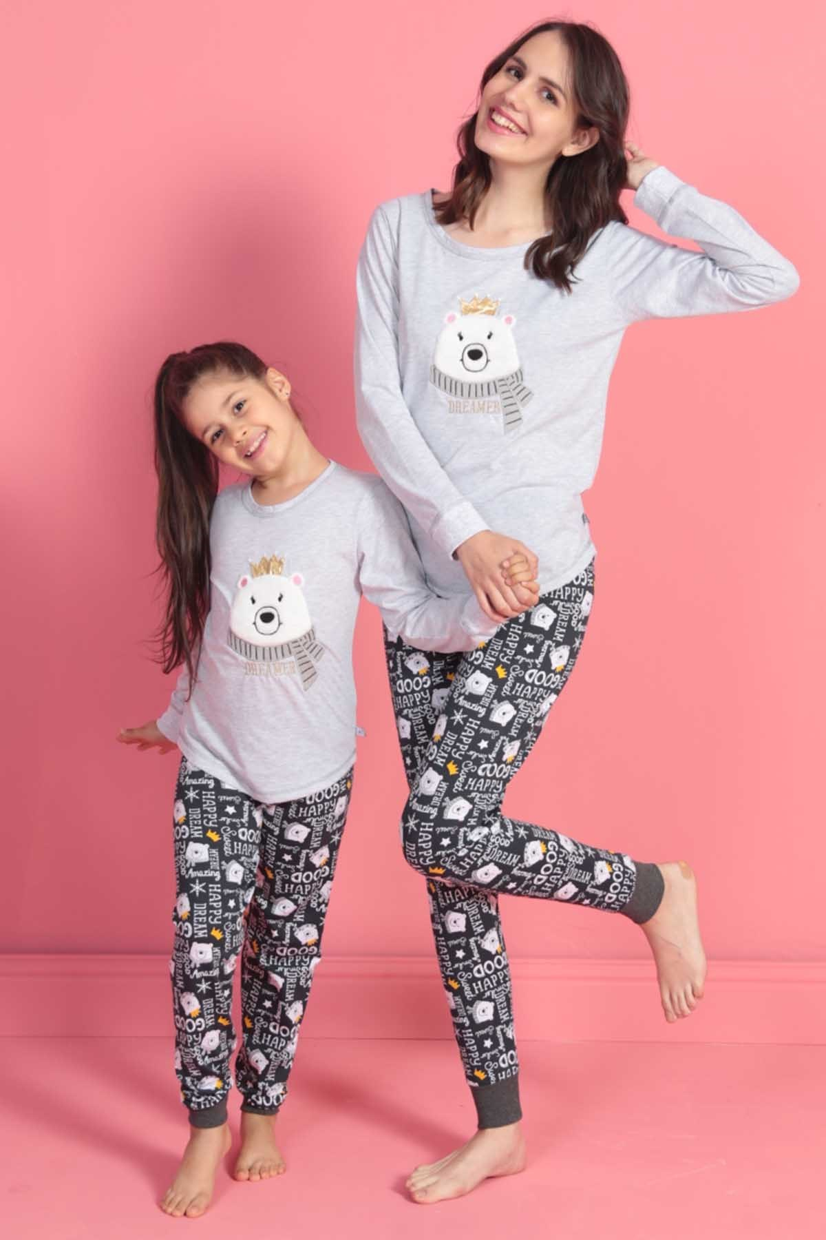 Vienetta 8020357555 Çocuk Pijama Takım Gri Melanj