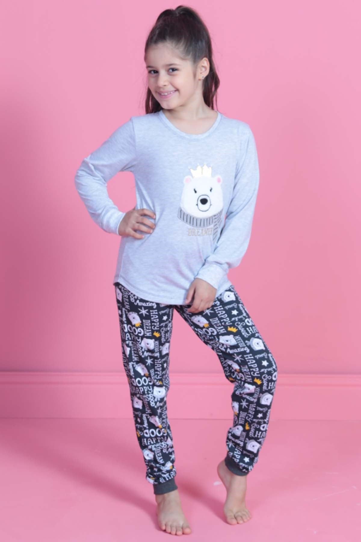 Vienetta 8020357555 Çocuk Pijama Takım Gri Melanj