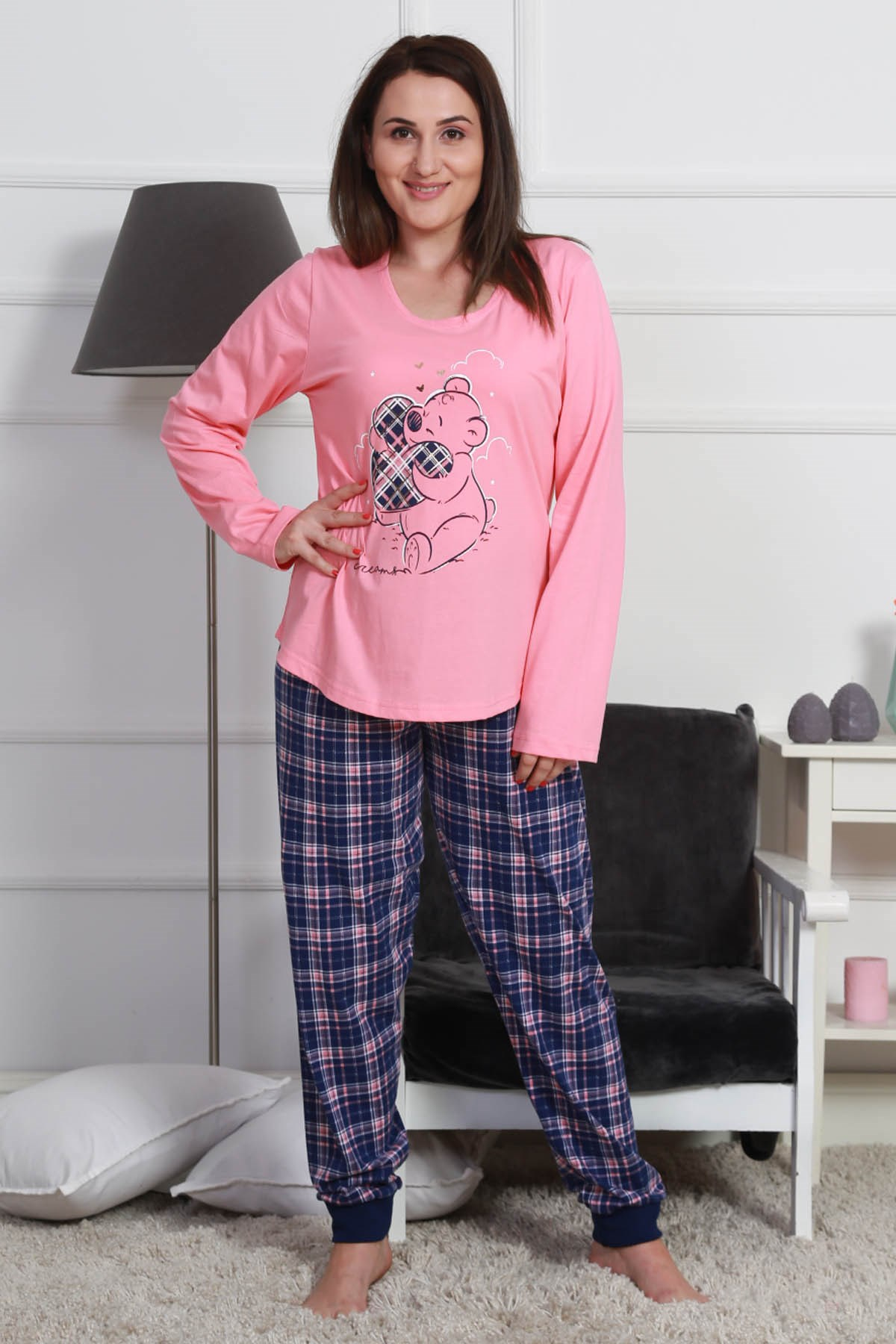 Vienetta Kadın Büyük Beden Pijama Takım 9040862617 Pembe