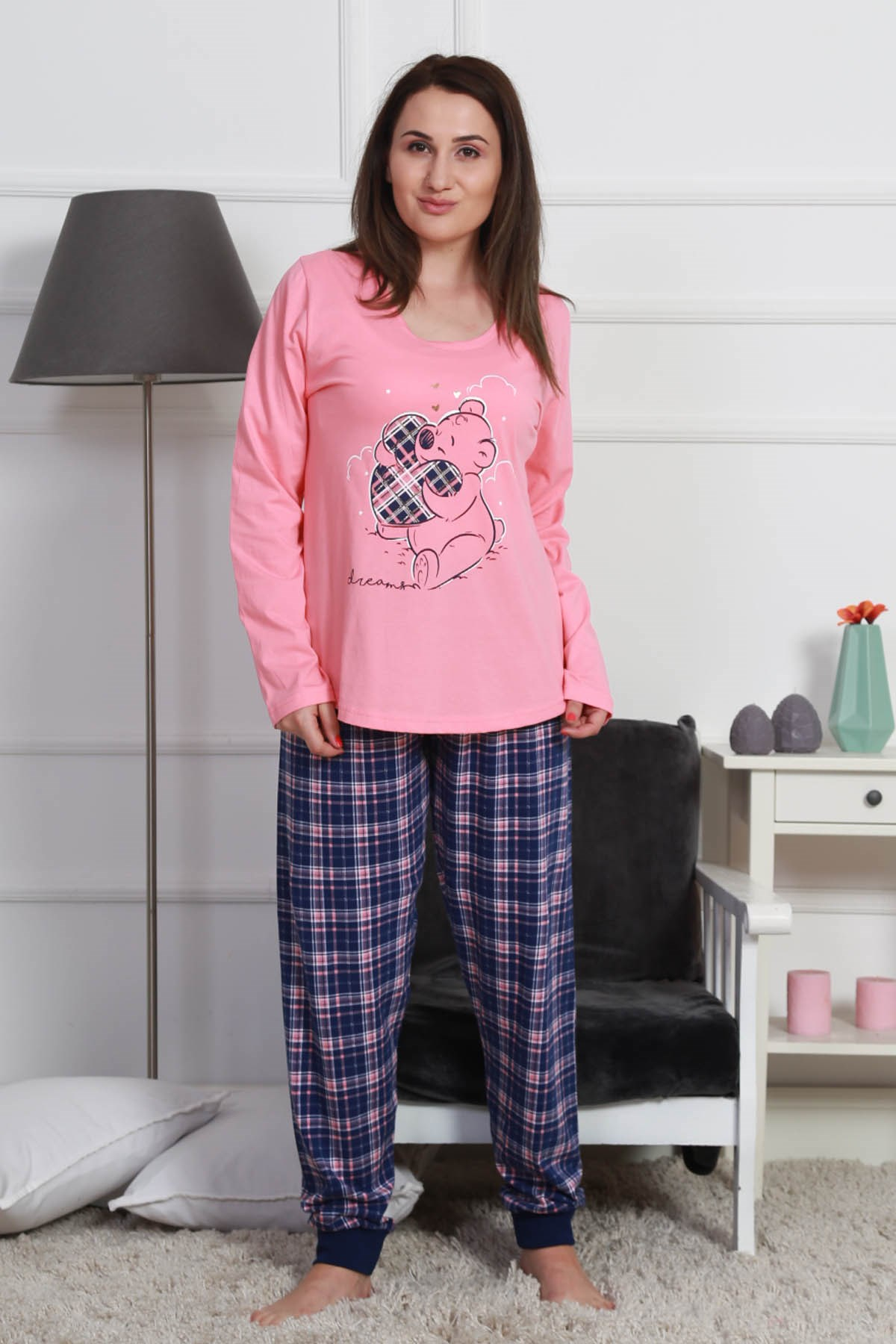 Vienetta Kadın Büyük Beden Pijama Takım 9040862617 Pembe