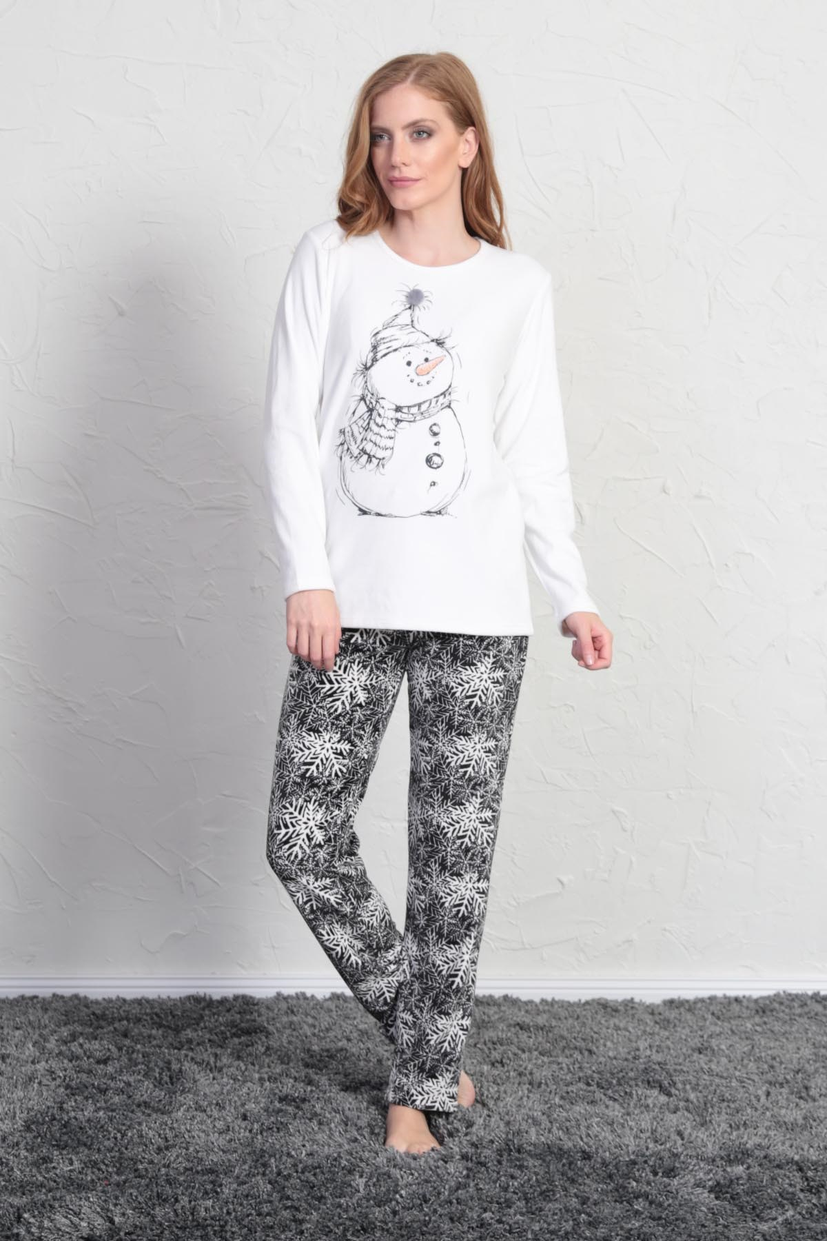 Vienetta Kadın Kadife Pijama Takım 1603703522 Beyaz