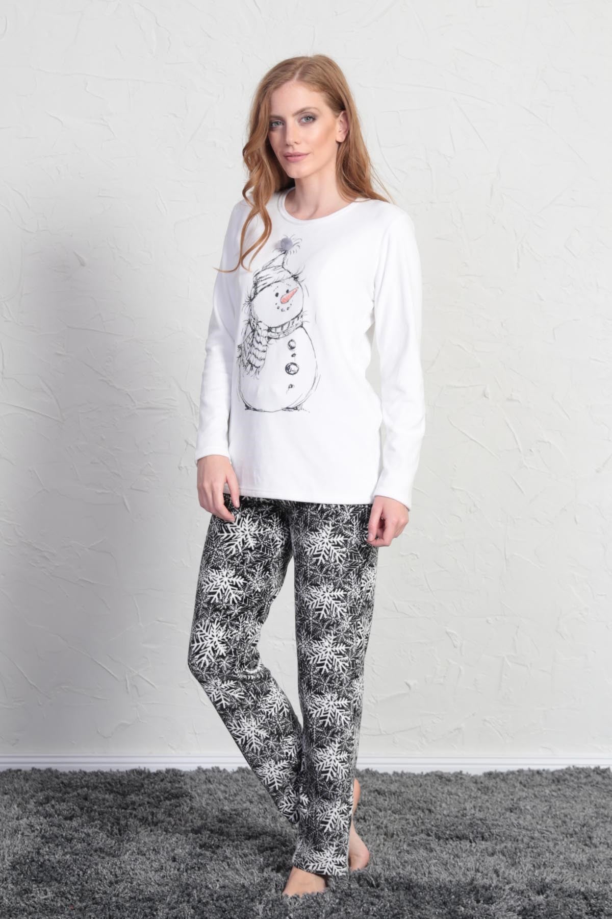 Vienetta Kadın Kadife Pijama Takım 1603703522 Beyaz