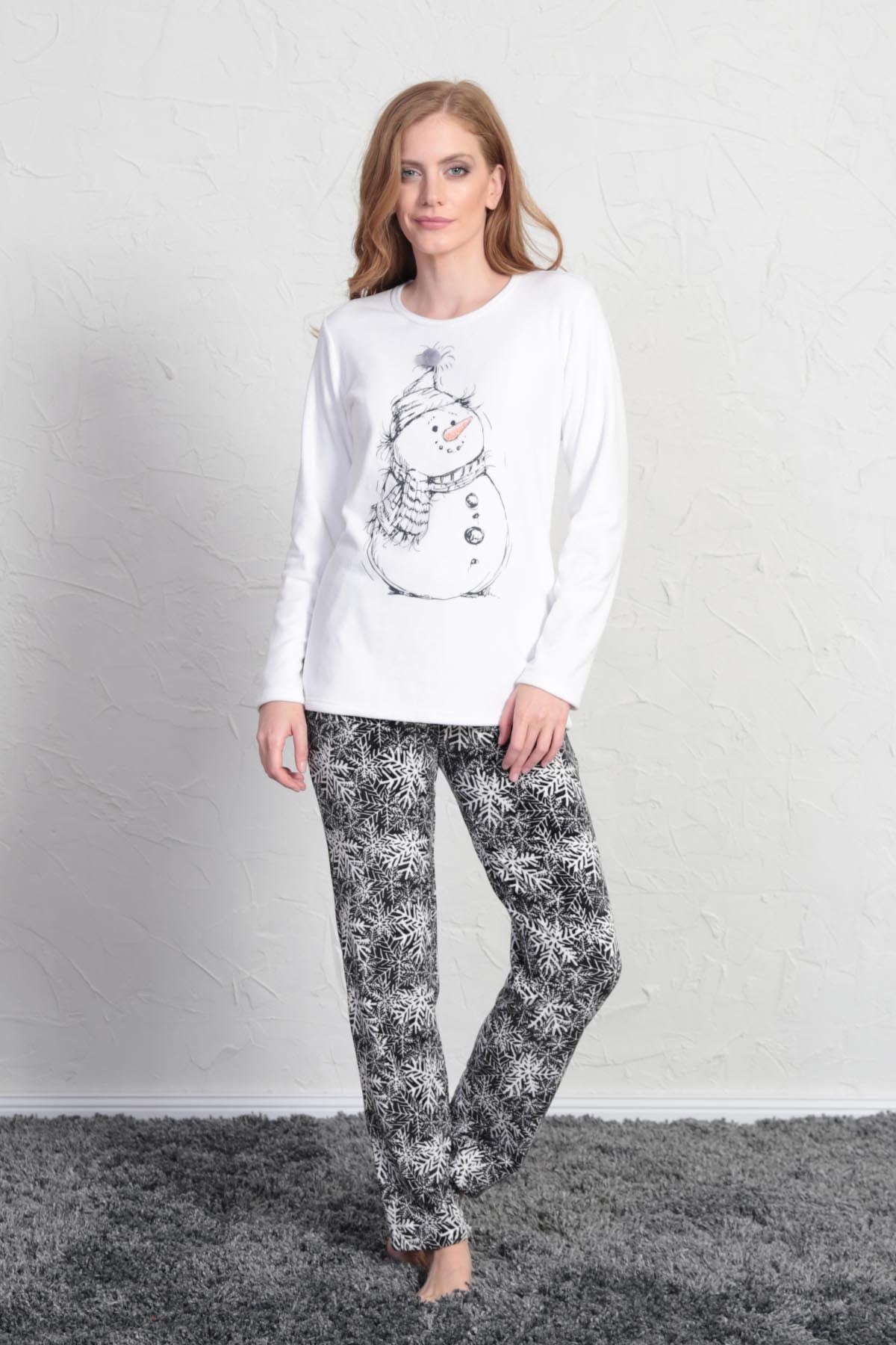 Vienetta Kadın Kadife Pijama Takım 1603703522 Beyaz