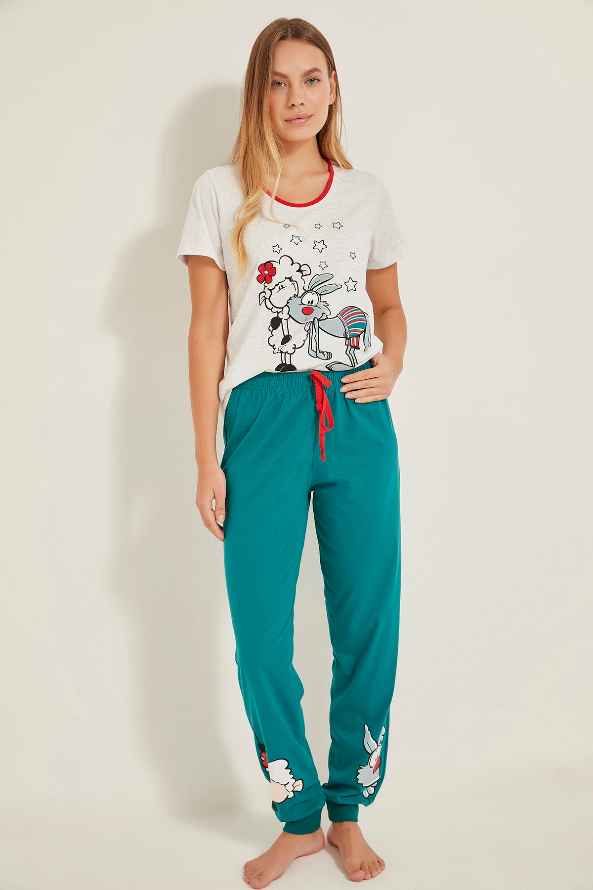 Vienetta Kadın Kısa Kol Pijama Takım 0011200000 Gri Melanj