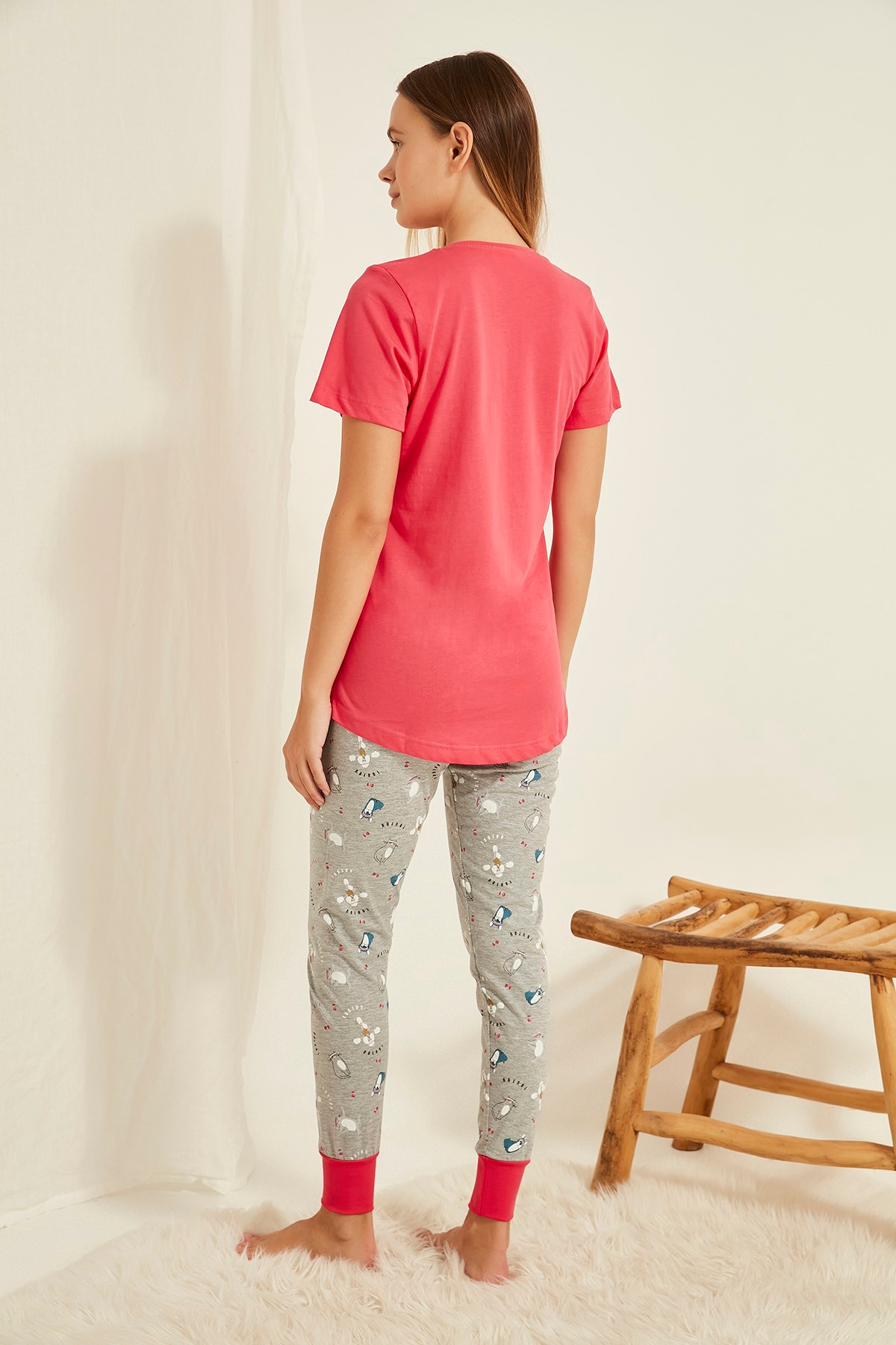 Vienetta Kadın Kısa Kol Pijama Takım 11130041 Şeker Pembesi