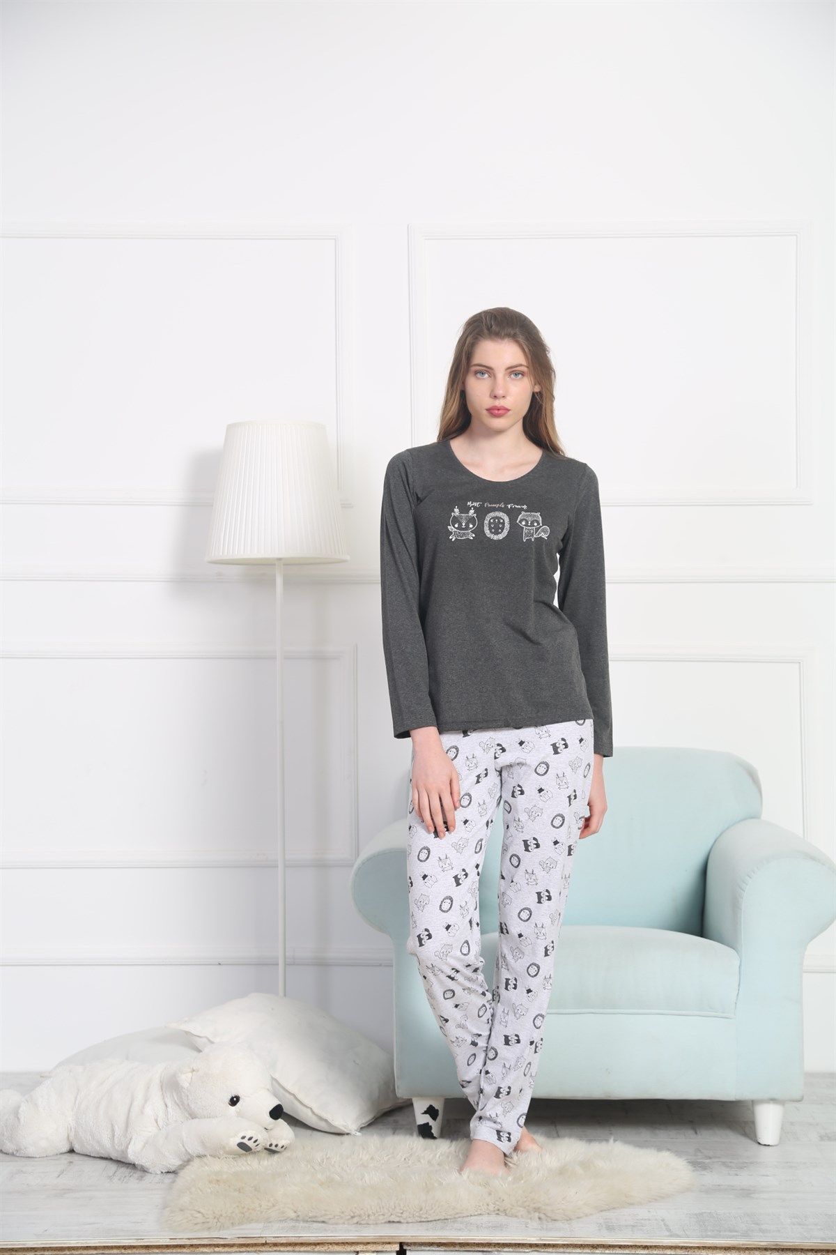 Vienetta Kadın Pijama Takım 8022151802 Antrasit