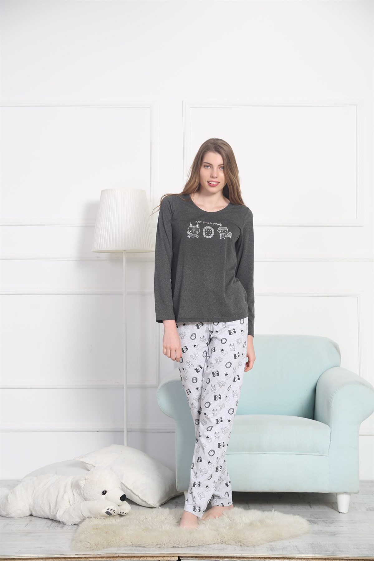 Vienetta Kadın Pijama Takım 8022151802 Antrasit