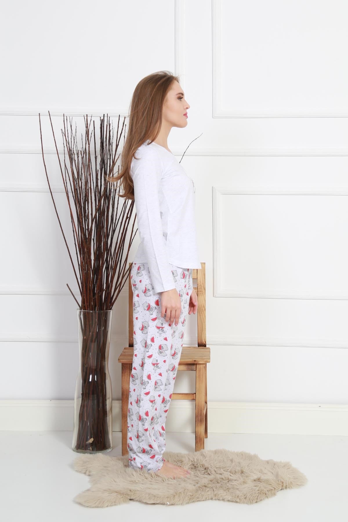 Vienetta Kadın Pijama Takım 8111841572 Gri Melanj