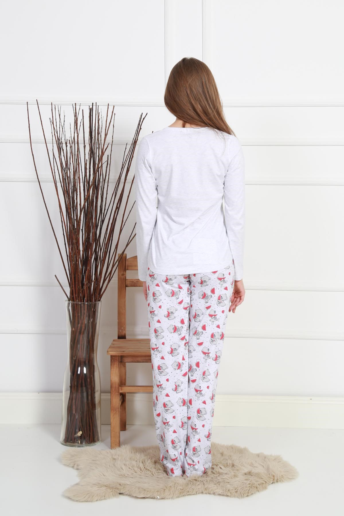 Vienetta Kadın Pijama Takım 8111841572 Gri Melanj