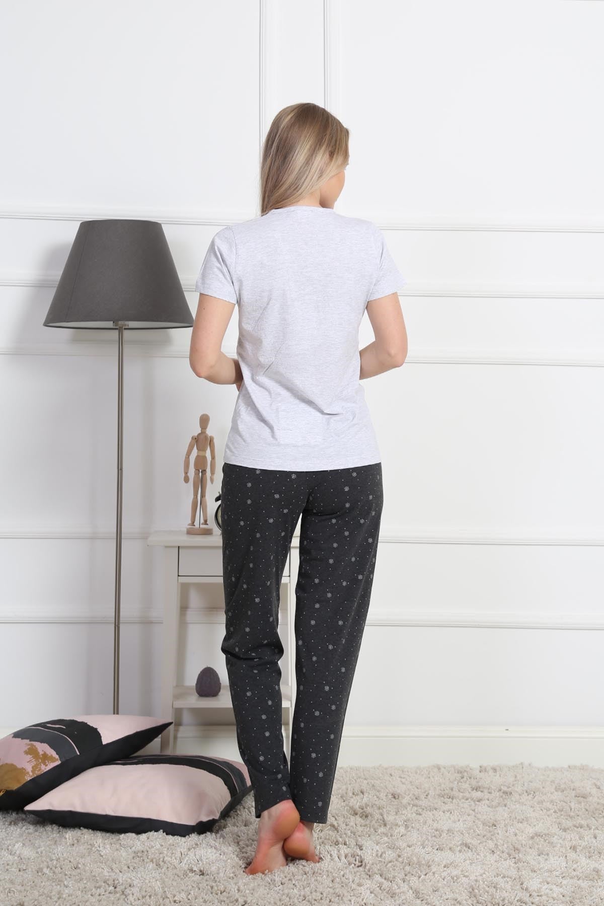 Vienetta Kadın Pijama Takım 8121681760 Gri Melanj