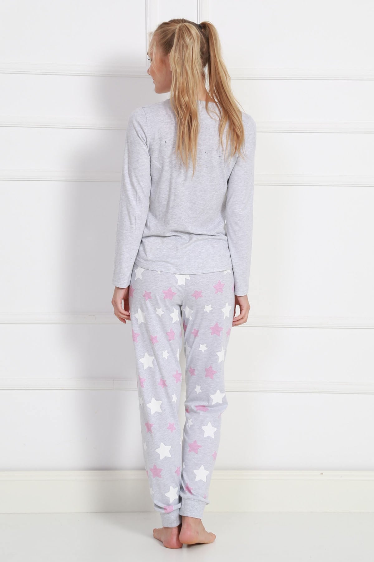 Vienetta Kadın Pijama Takım 9030322785 Gri Melanj