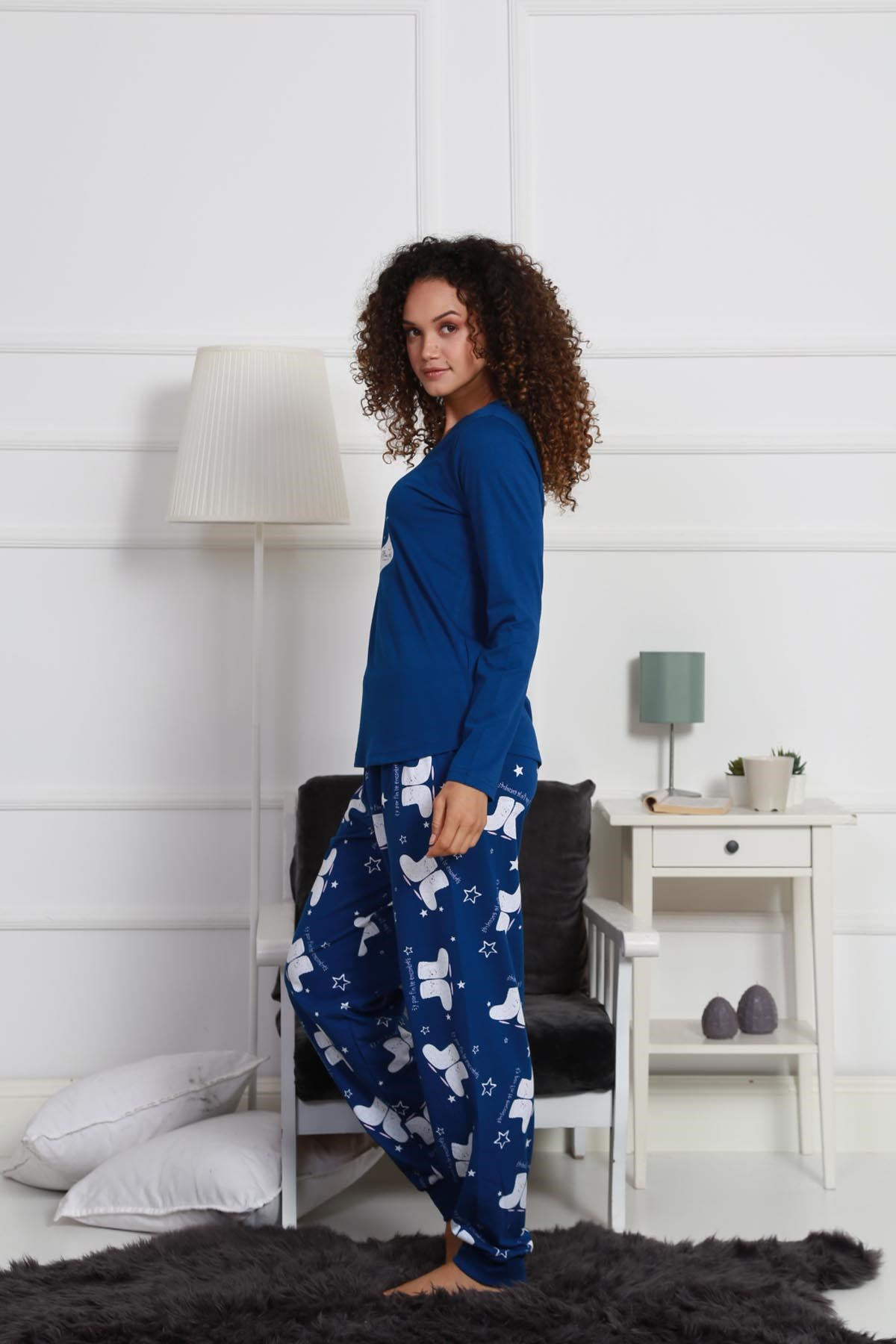 Vienetta Kadın Pijama Takım 9030394608 Açık İndigo