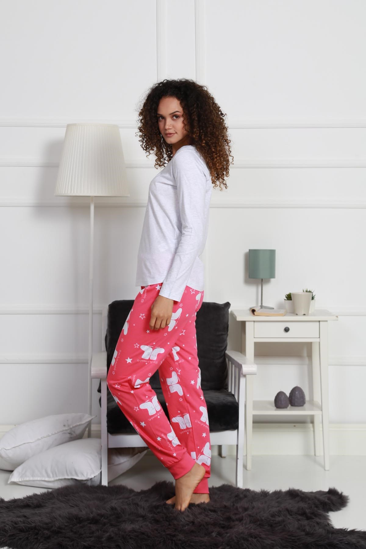 Vienetta Kadın Pijama Takım 9030394608 Gri Melanj