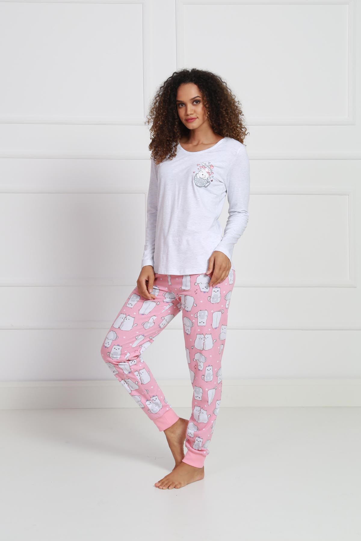 Vienetta Kadın Pijama Takım 9030424646 Gri Melanj