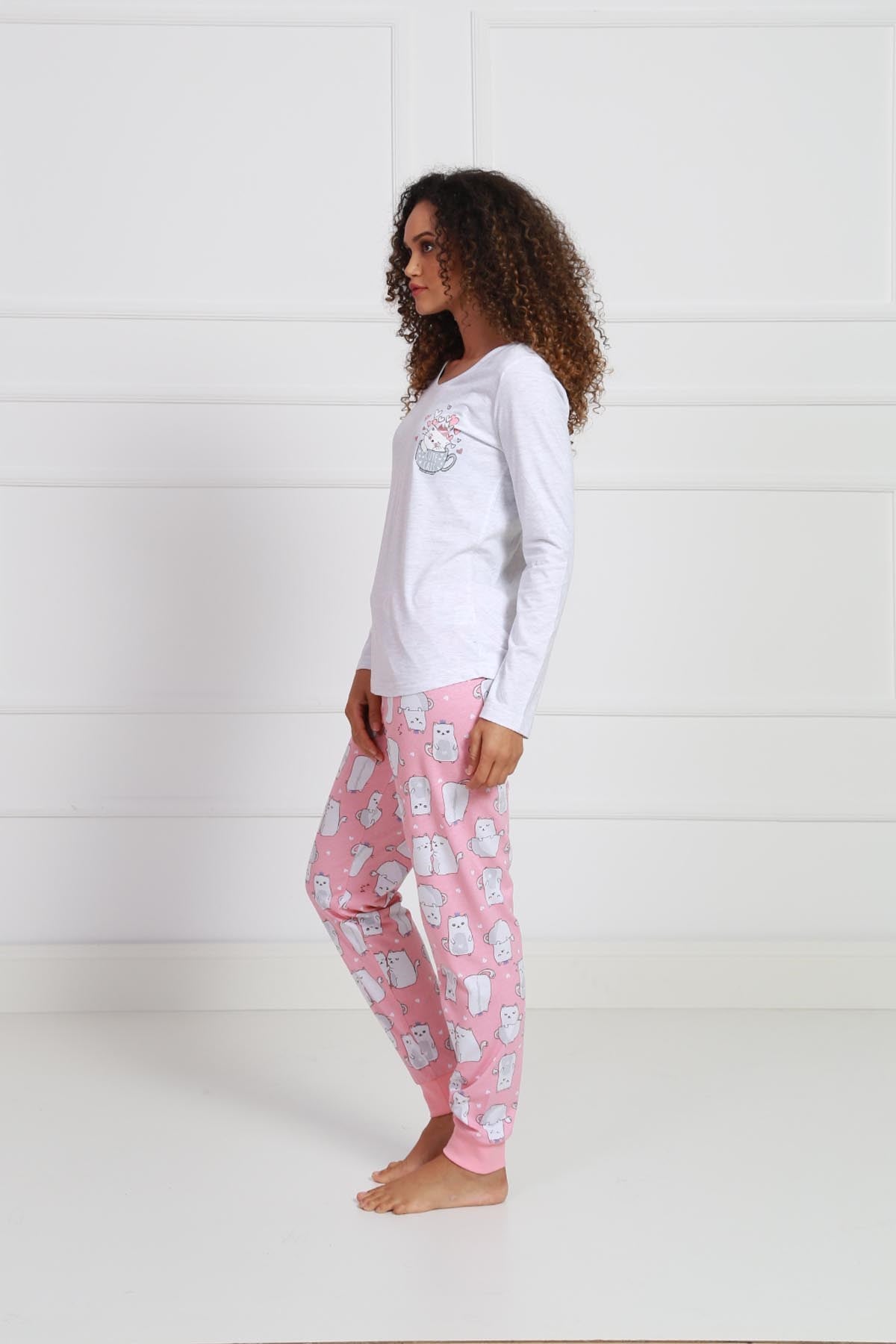 Vienetta Kadın Pijama Takım 9030424646 Gri Melanj