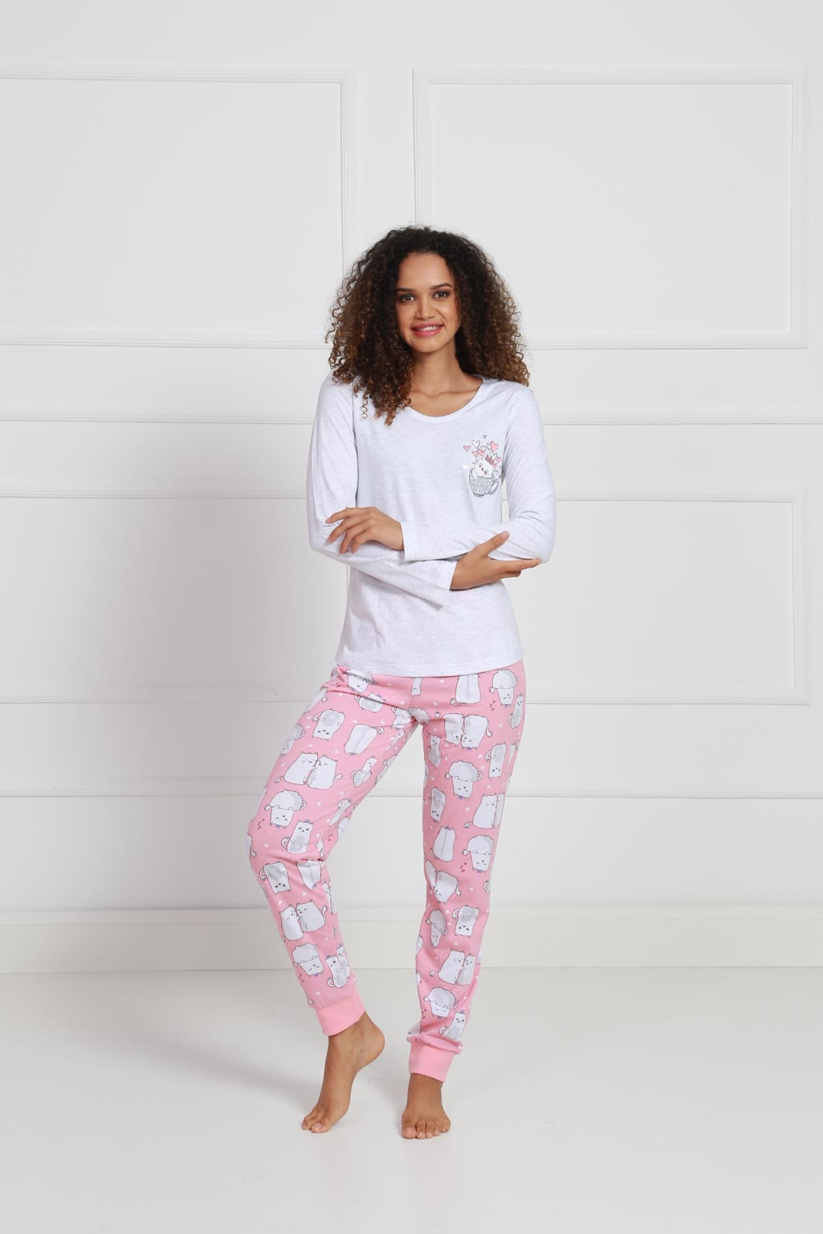 Vienetta Kadın Pijama Takım 9030424646 Gri Melanj