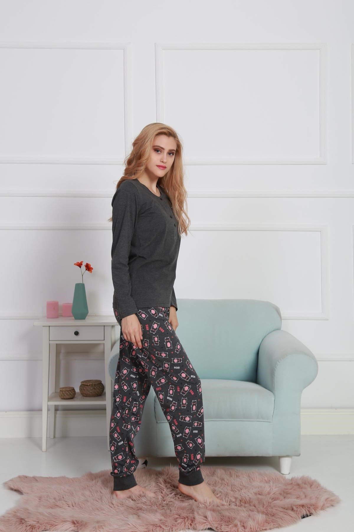 Vienetta Kadın Pijama Takım 9030464735 Antrasit