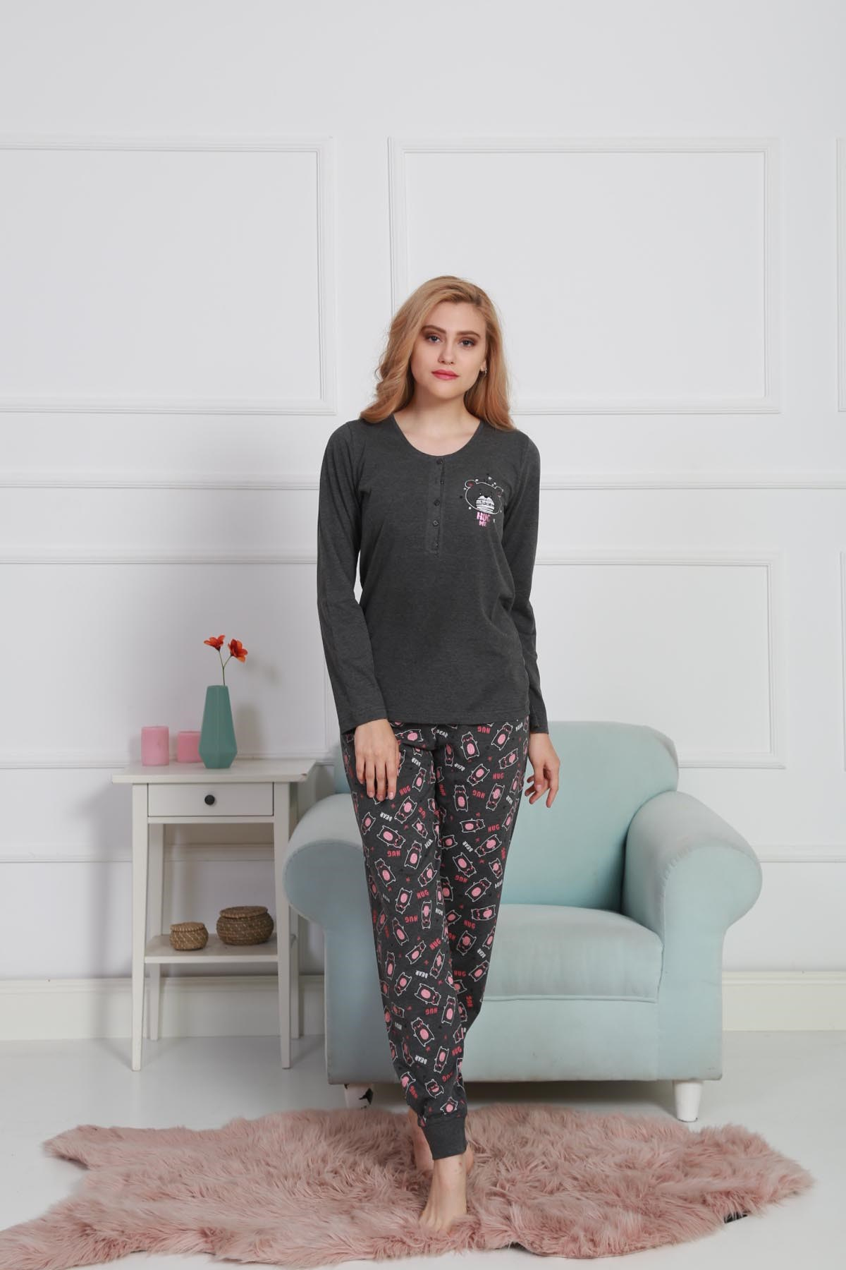 Vienetta Kadın Pijama Takım 9030464735 Antrasit