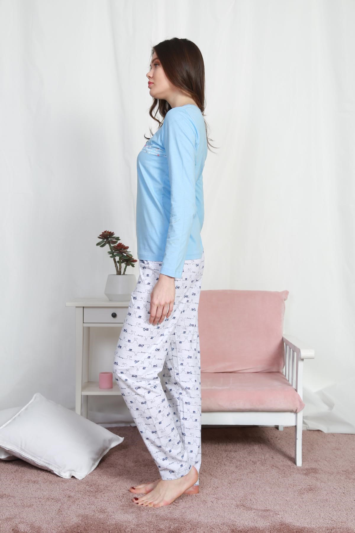 Vienetta Kadın Pijama Takım 9030475537 Mavi