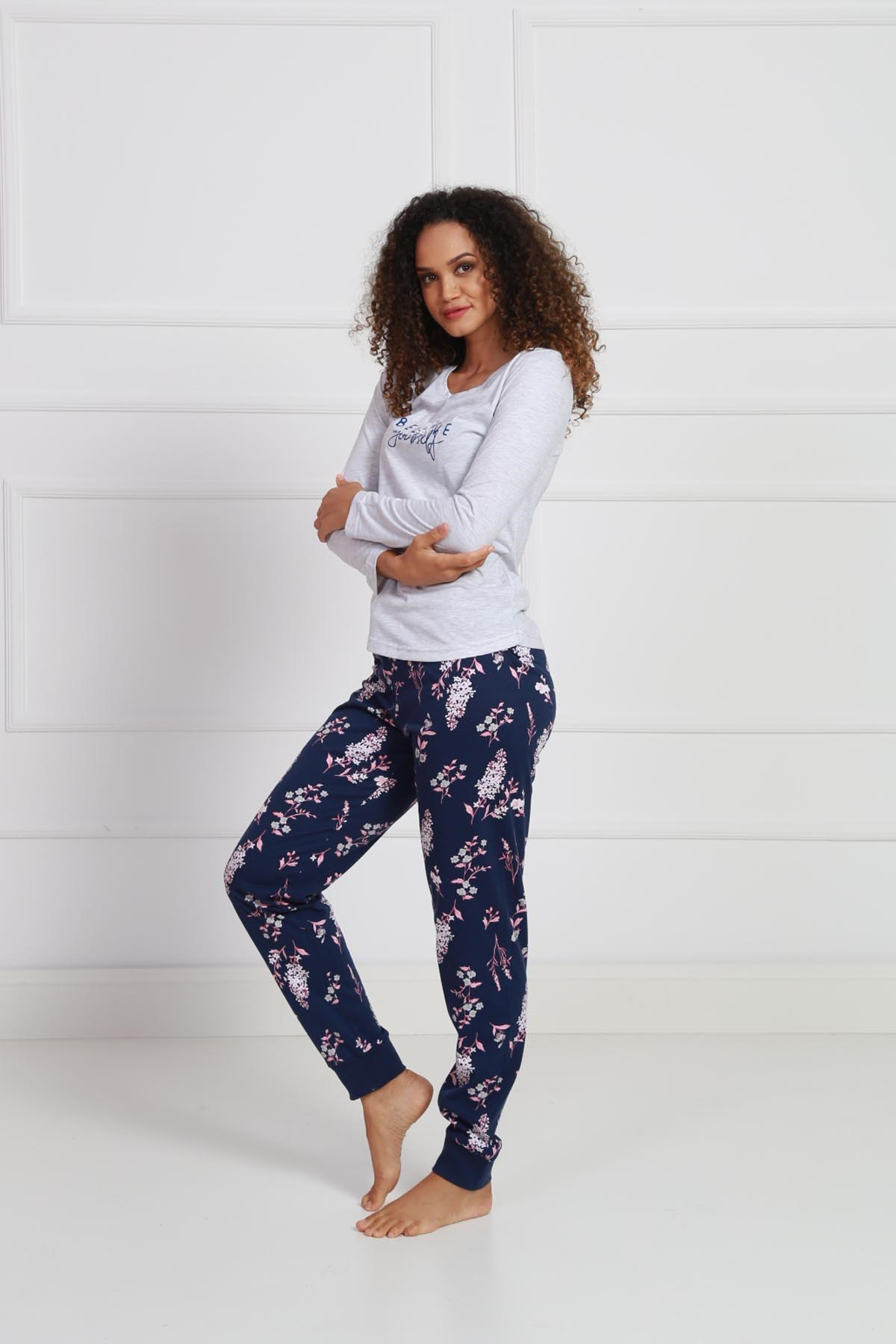 Vienetta Kadın Pijama Takım 9032917693 Gri Melanj