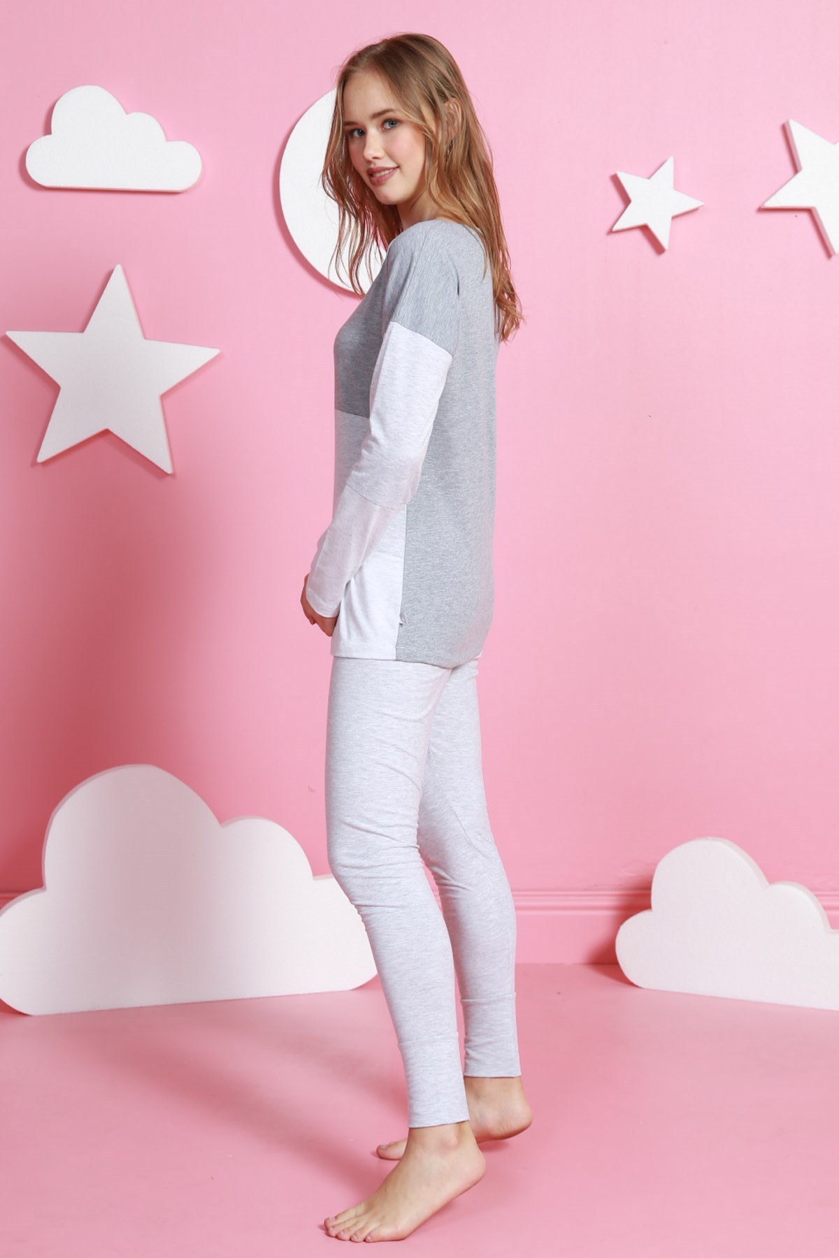 Vienetta Kadın Pijama Takım 9040720000 Gri Melanj
