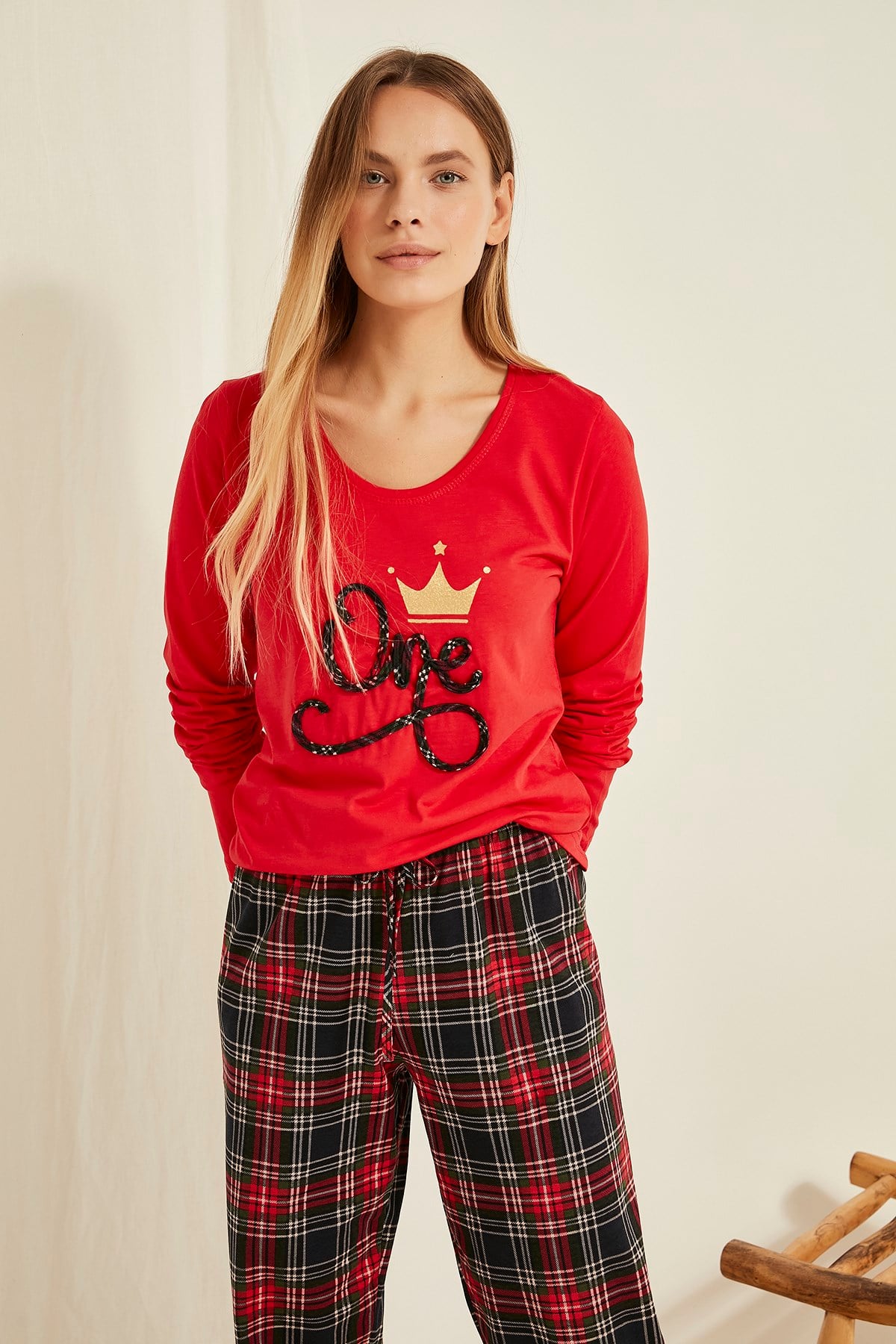 Vienetta Kadın Uzun Kol Pijama Takım 20685231 Kırmızı