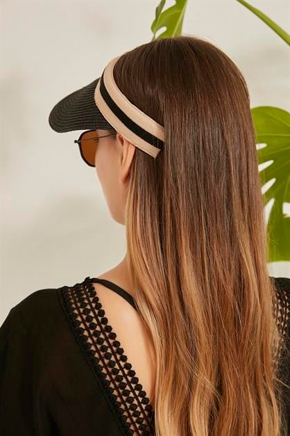 Vizör Hasır Plaj Şapkası Y8200 Siyah