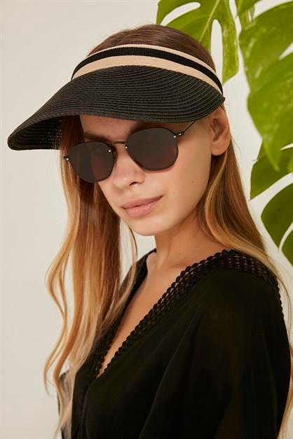 Vizör Hasır Plaj Şapkası Y8200 Siyah