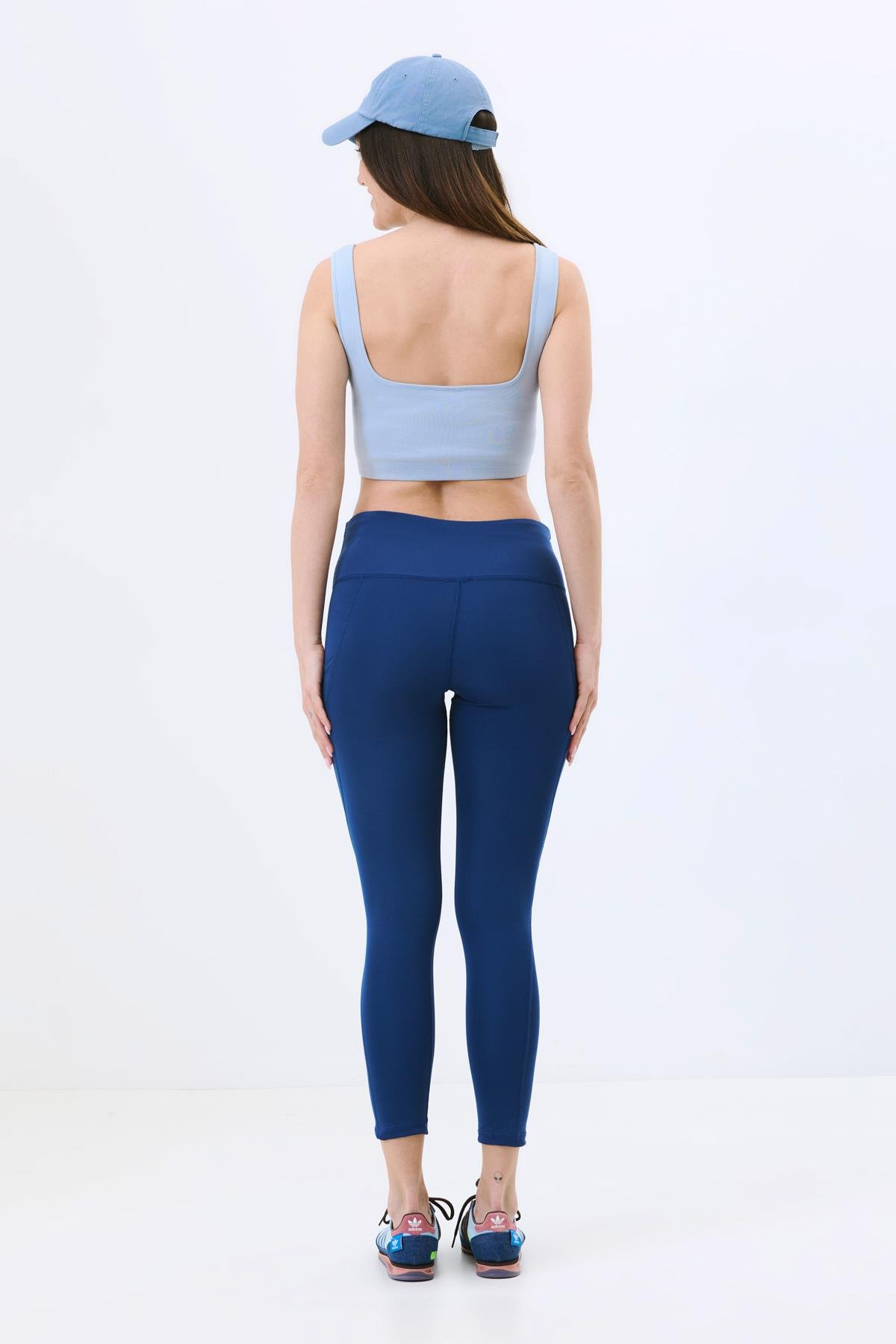 Yüksek Bel Çift Cepli Toparlayıcı Spor Tayt 9416 Lacivert