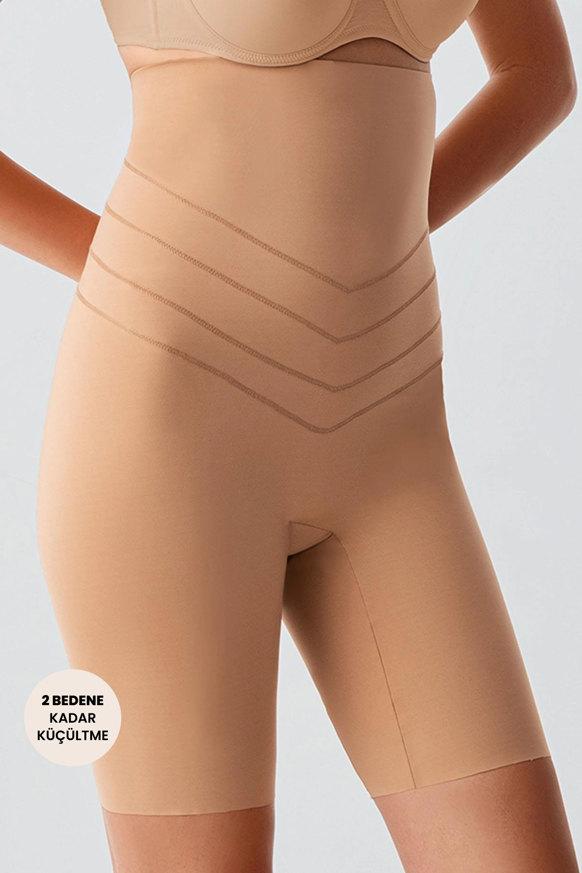 Yüksek Bel Lazer Kesim Uzun Boxer Korse 9604 Ten