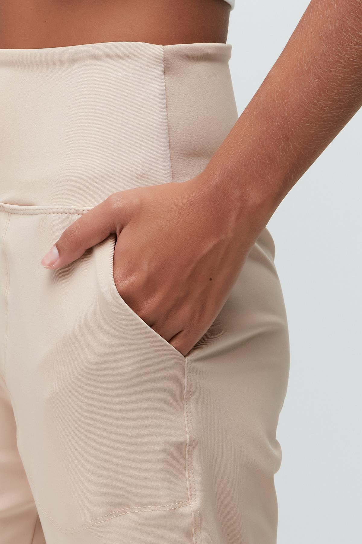 Yüksek Bel Manşetli Paça Jogger Eşofman Altı 811 Bej