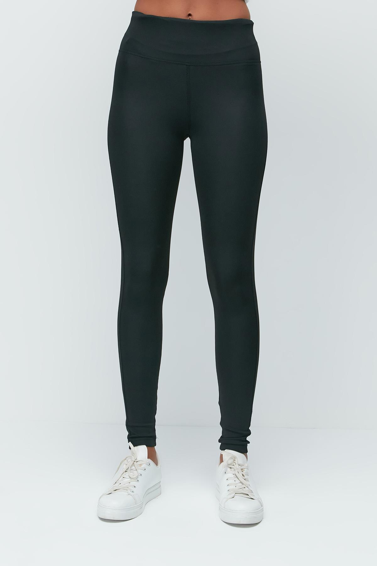 C&City Yüksek Lastik Bel Uzun Spor Tayt 9401 Siyah