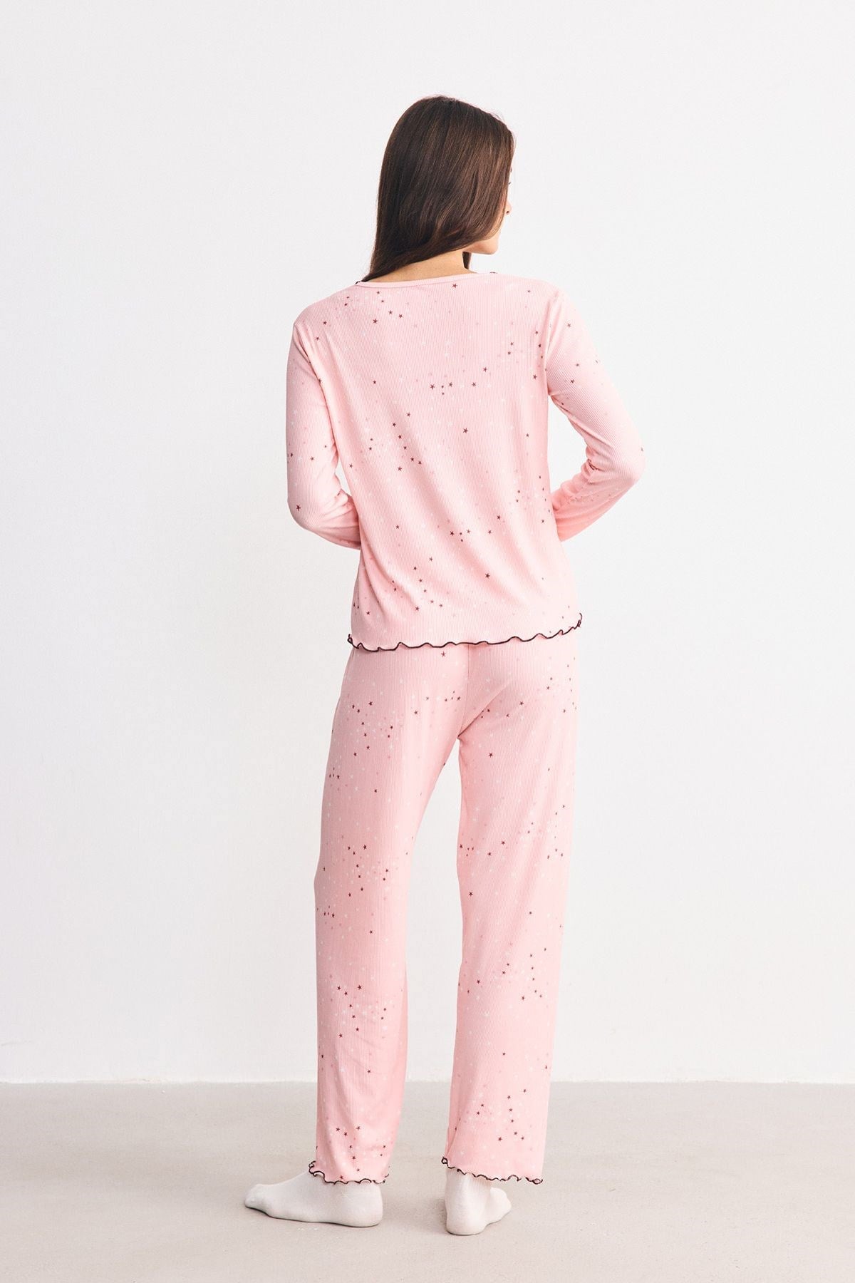 Yumuşak Dokulu Kaşkorse Pijama Takımı Yıldız