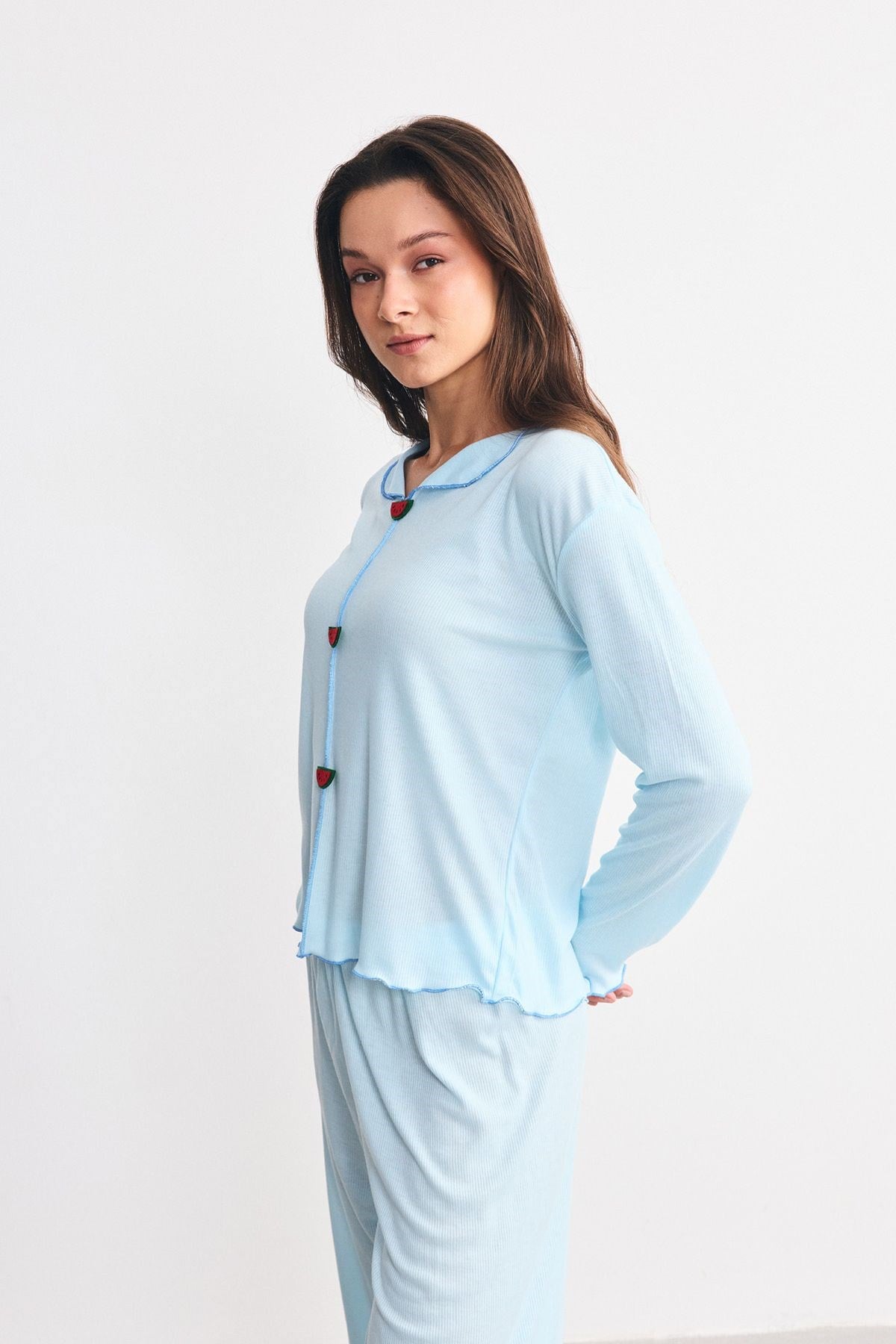 Yumuşak Dokulu Kaşkorse Pijama Takımı Karpuz