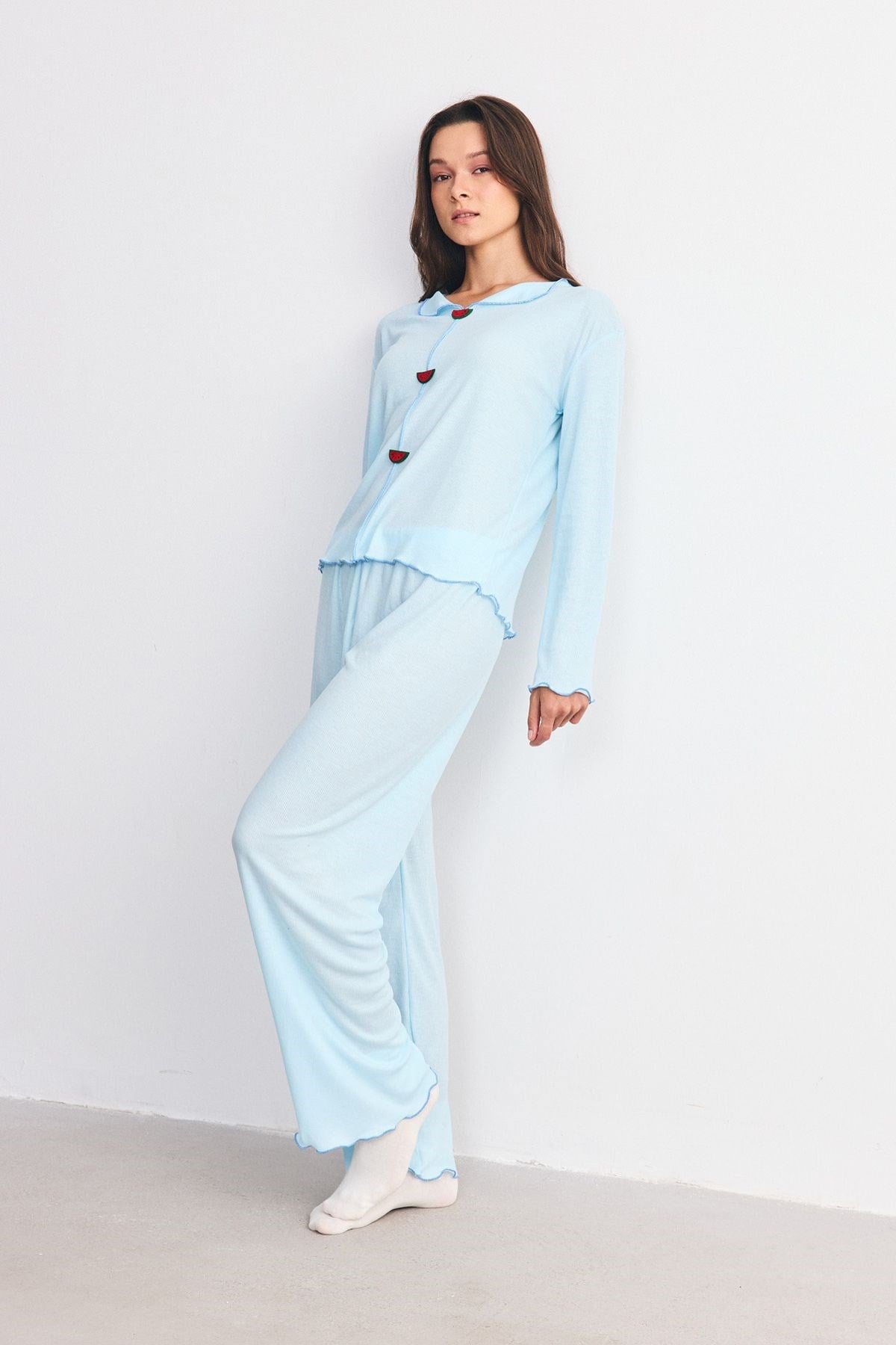 Yumuşak Dokulu Kaşkorse Pijama Takımı Karpuz