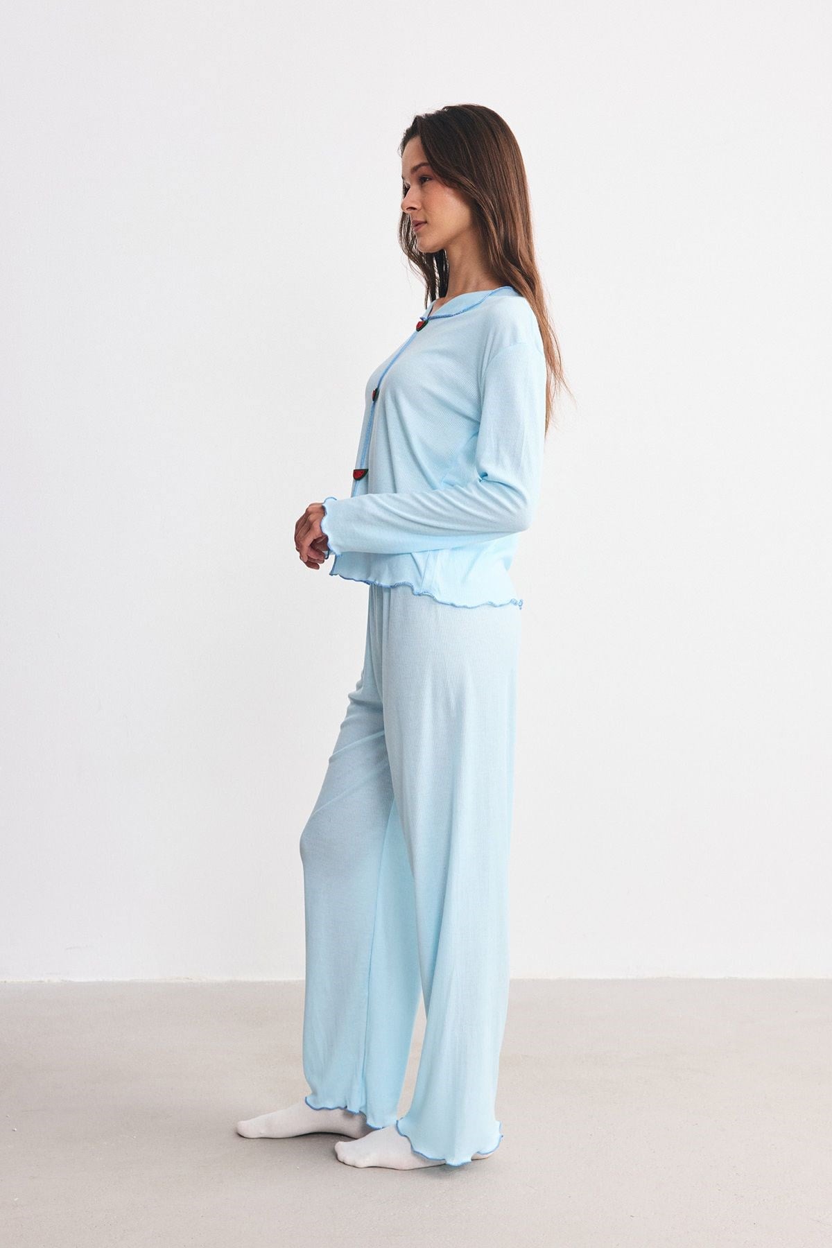 Yumuşak Dokulu Kaşkorse Pijama Takımı Karpuz