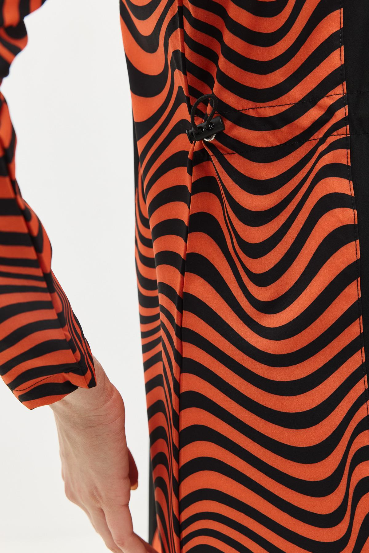 Zebra Desenli 4'lü Tesettür Mayo 6227 Kiremit/Siyah