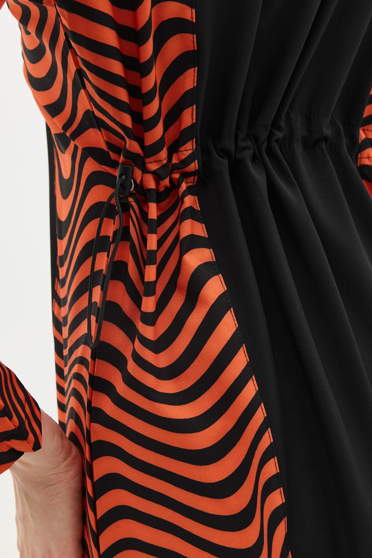 Zebra Desenli 4'lü Tesettür Mayo 6227 Kiremit/Siyah