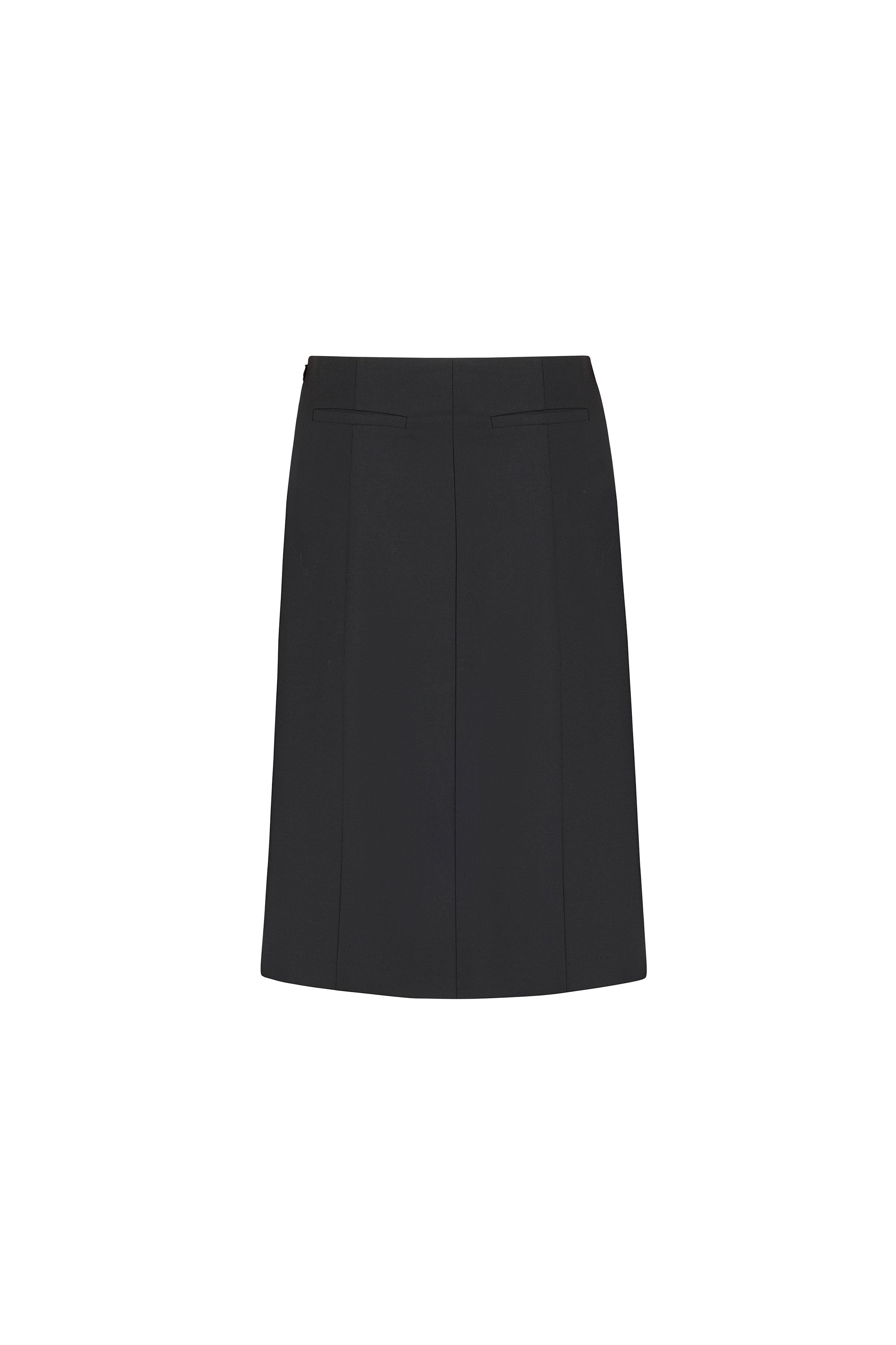 A-line Wool Blend Skirt Black